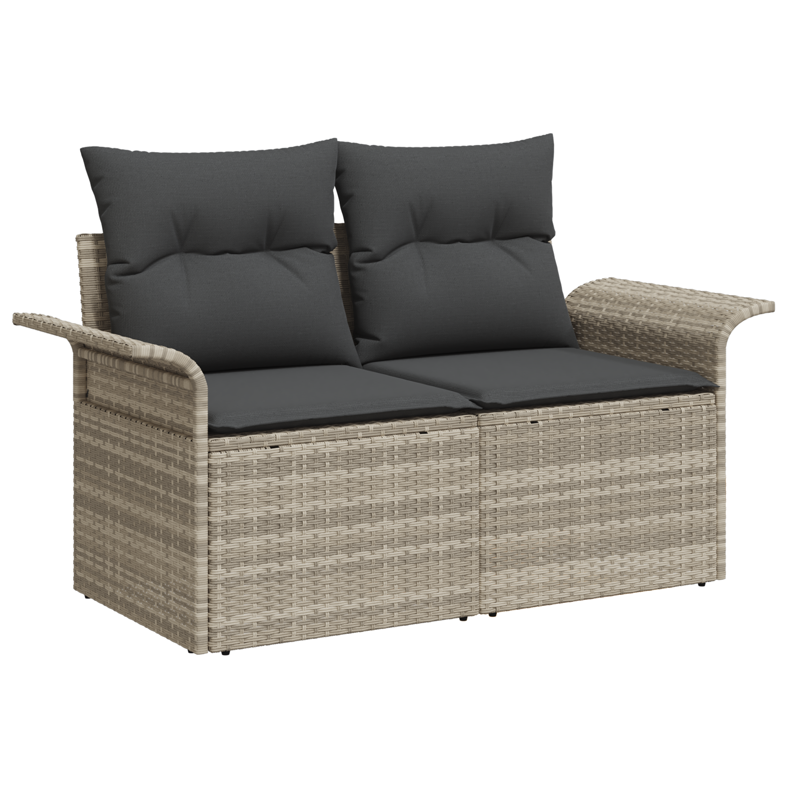vidaXL 7-delige tuinset met kussens in lichtgrijs poly rattan