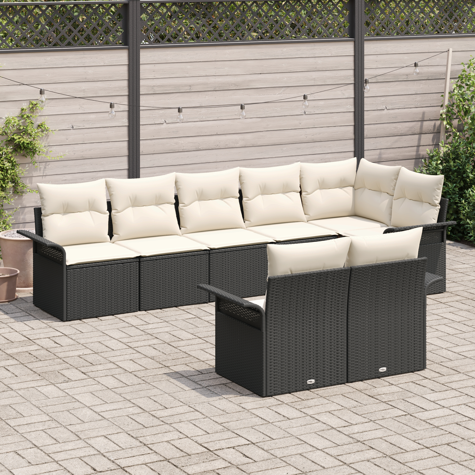 vidaXL 8-delige tuinsofa set met kussens van zwart poly rattan