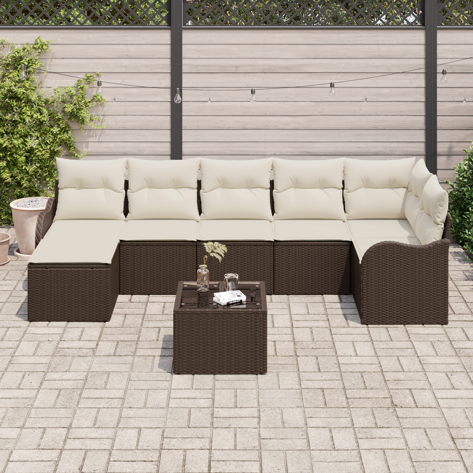 vidaXL 7-delige tuinset met kussens in het grijs poly rattan