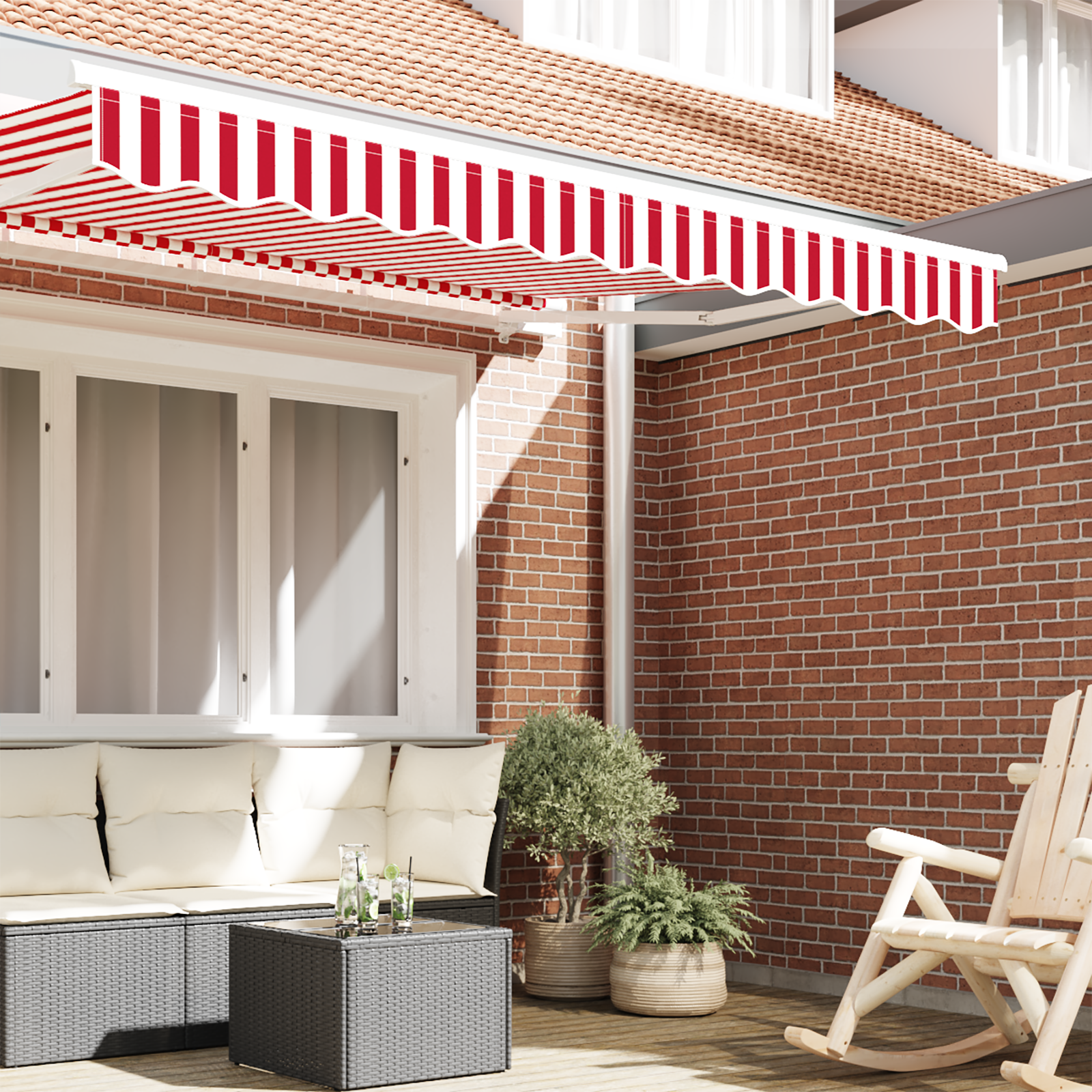 vidaXL Luifel Valance voor 2.5 m Frame Rood en Wit 2.3x0.2 m