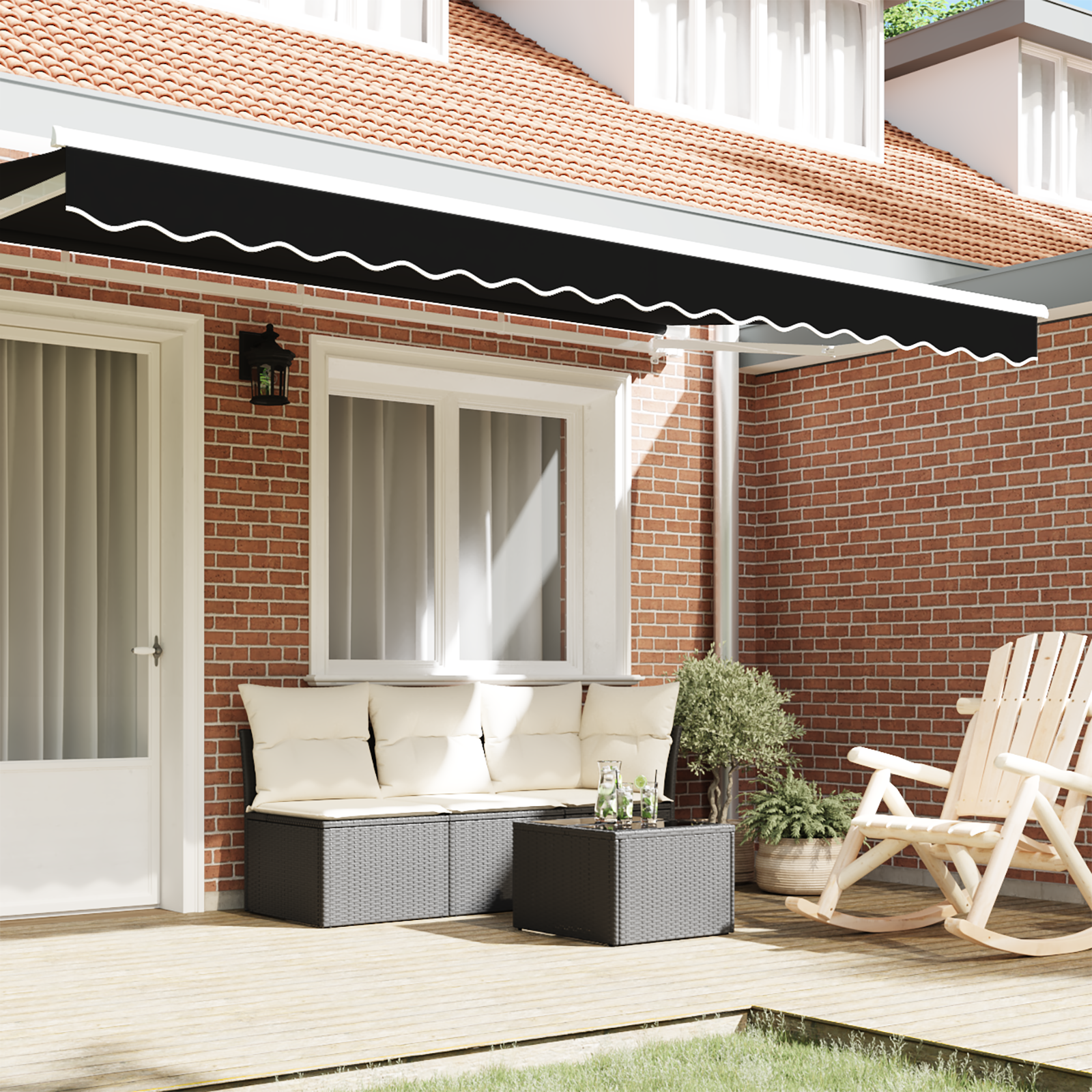 vidaXL Zonnescherm voor 4 m Frame Zwart 3.8x0.2 m