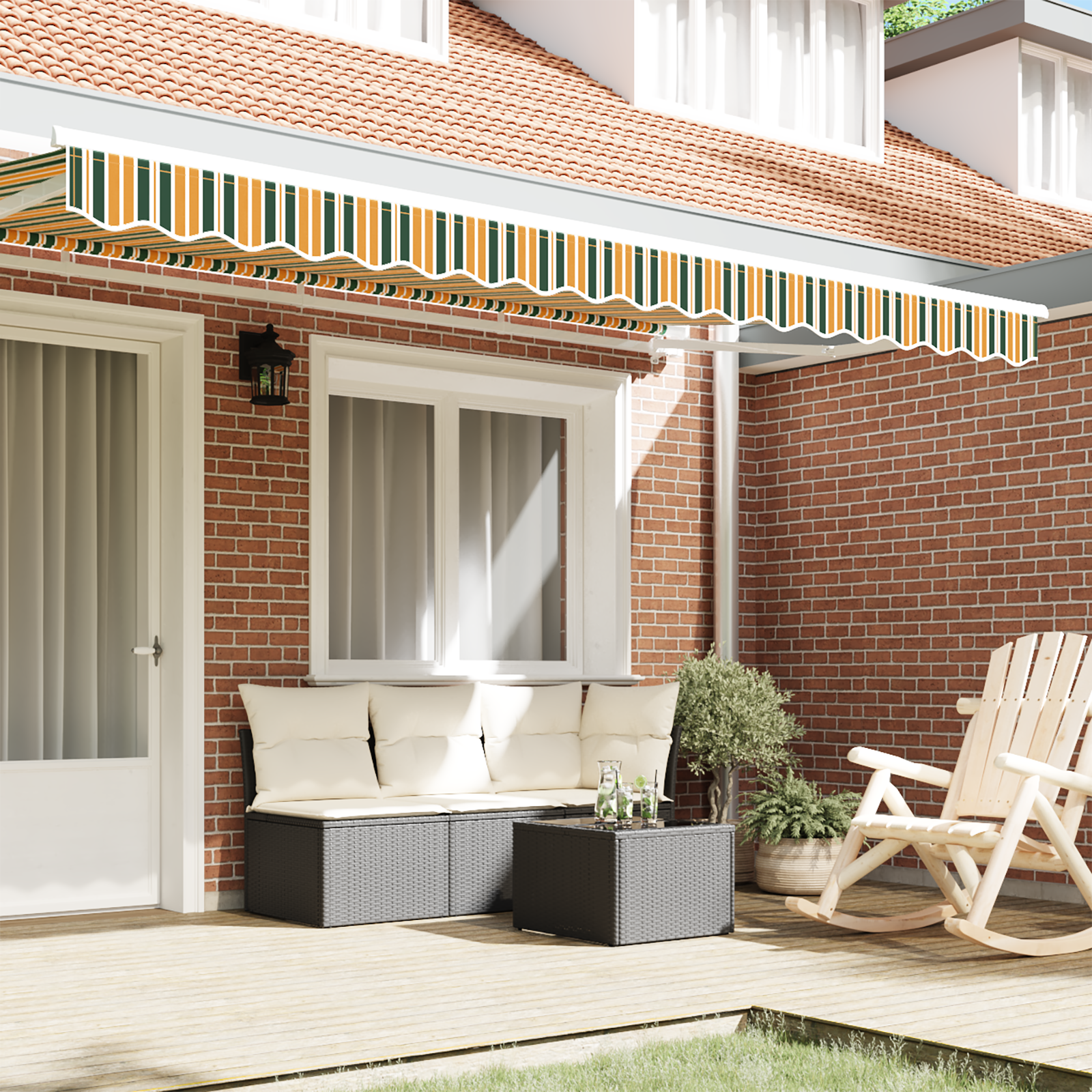 vidaXL Luifel Valance voor 4 m Frame Groen en Geel 3.8x0.2 m