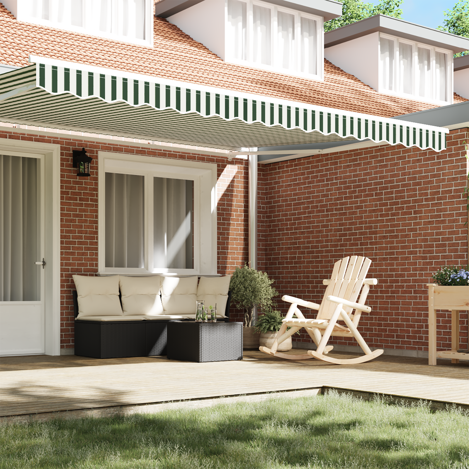 vidaXL luifelvalance voor 4.5 m frame Groen en Wit 4.3x0.2 m