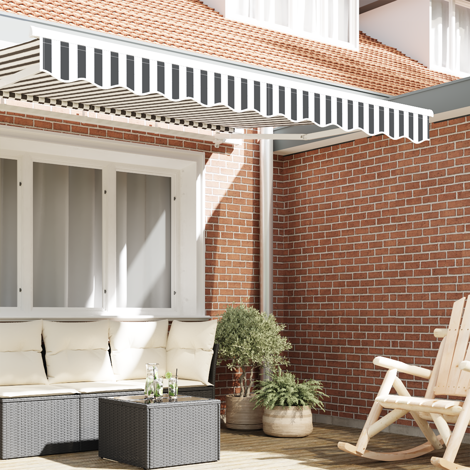 vidaXL Luifel Valance voor 2.5 m Frame Anthraciet en Wit 2.3x0.2 m