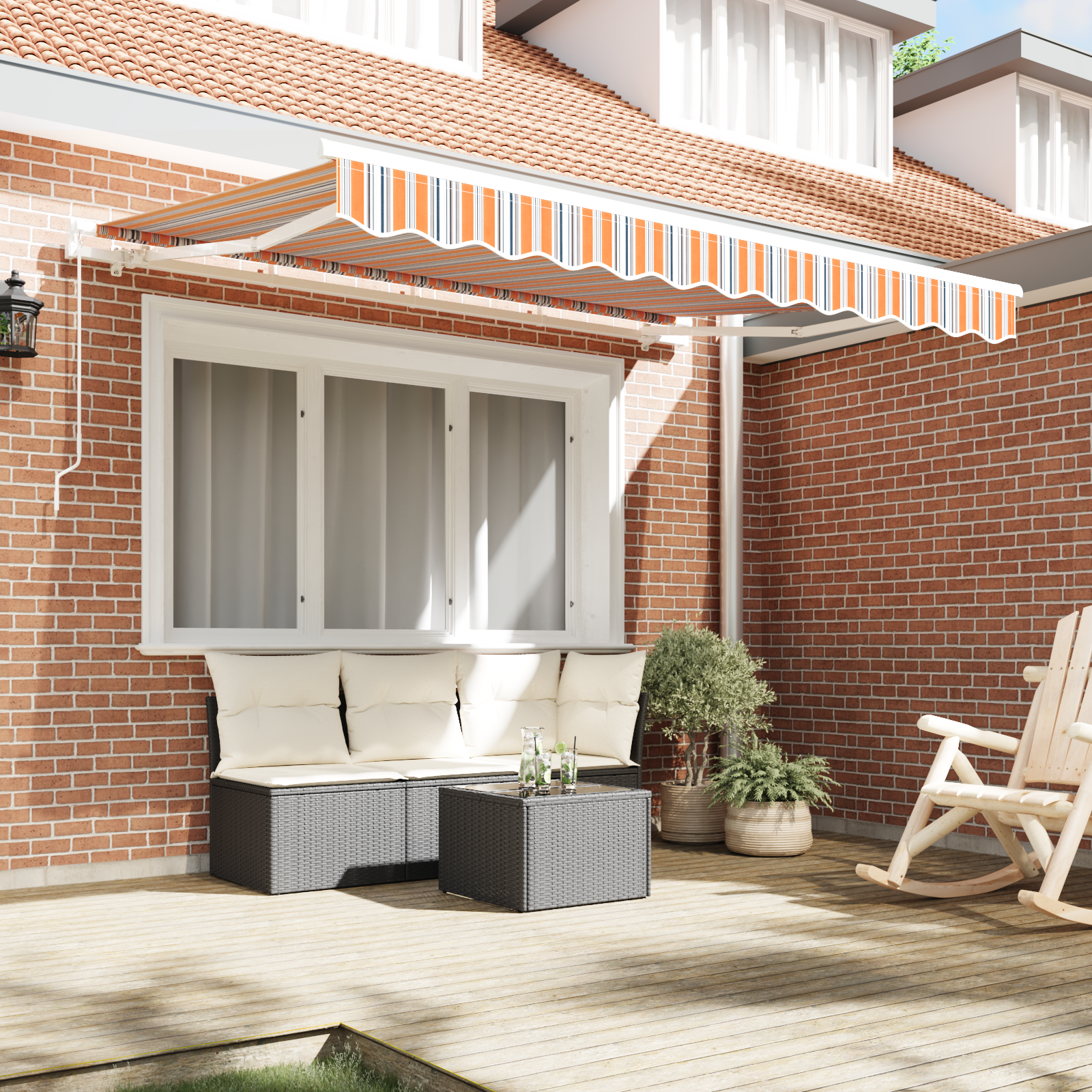 vidaXL Luifel vervangende stof voor 2.5x2 m frame Multicolor gestreept