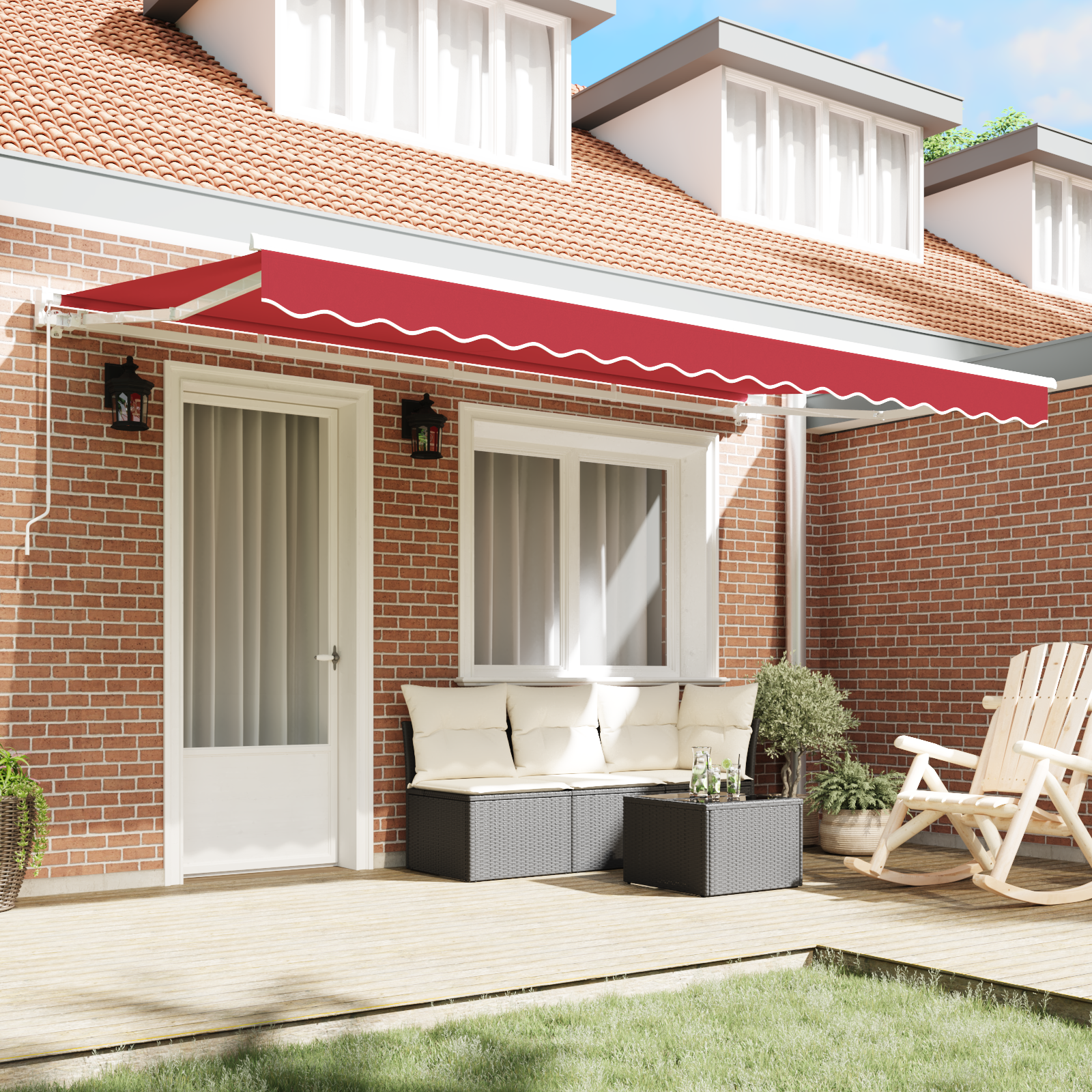 vidaXL Luifel Vervangende Stof voor 4x2 m Frame Rood