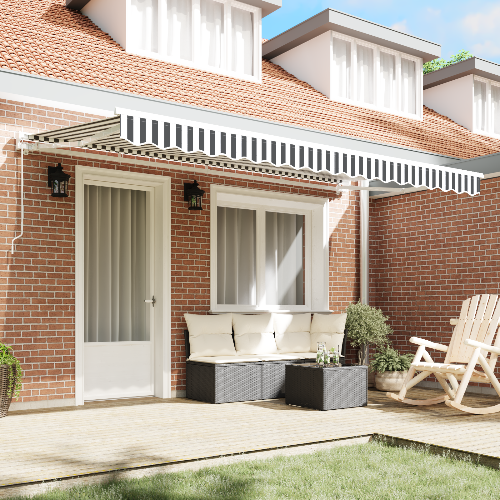 vidaXL Vervangende Luifelstof voor 4x2 m Frame in Anthraciet en Wit
