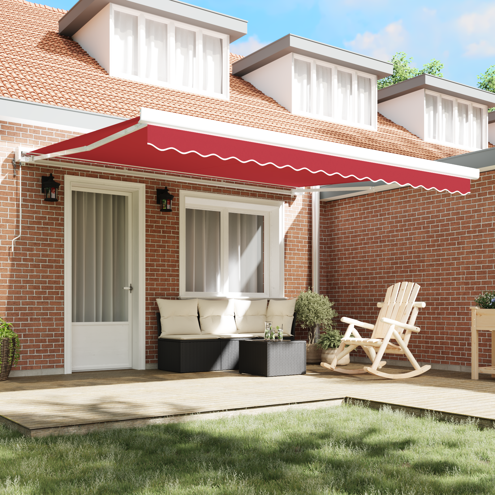 vidaXL Luifel Vervangstof voor 4x3.5 m Frame Rood