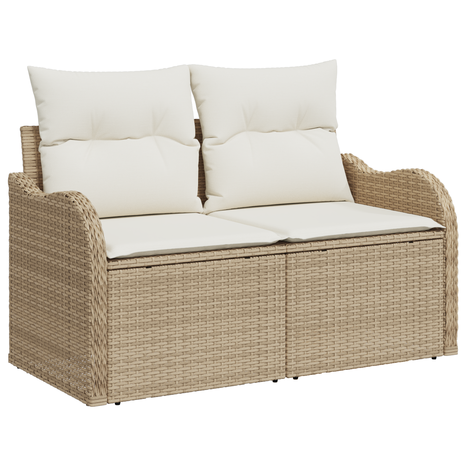 vidaXL 7-delige Tuinbankenset met kussens poly rattan beige