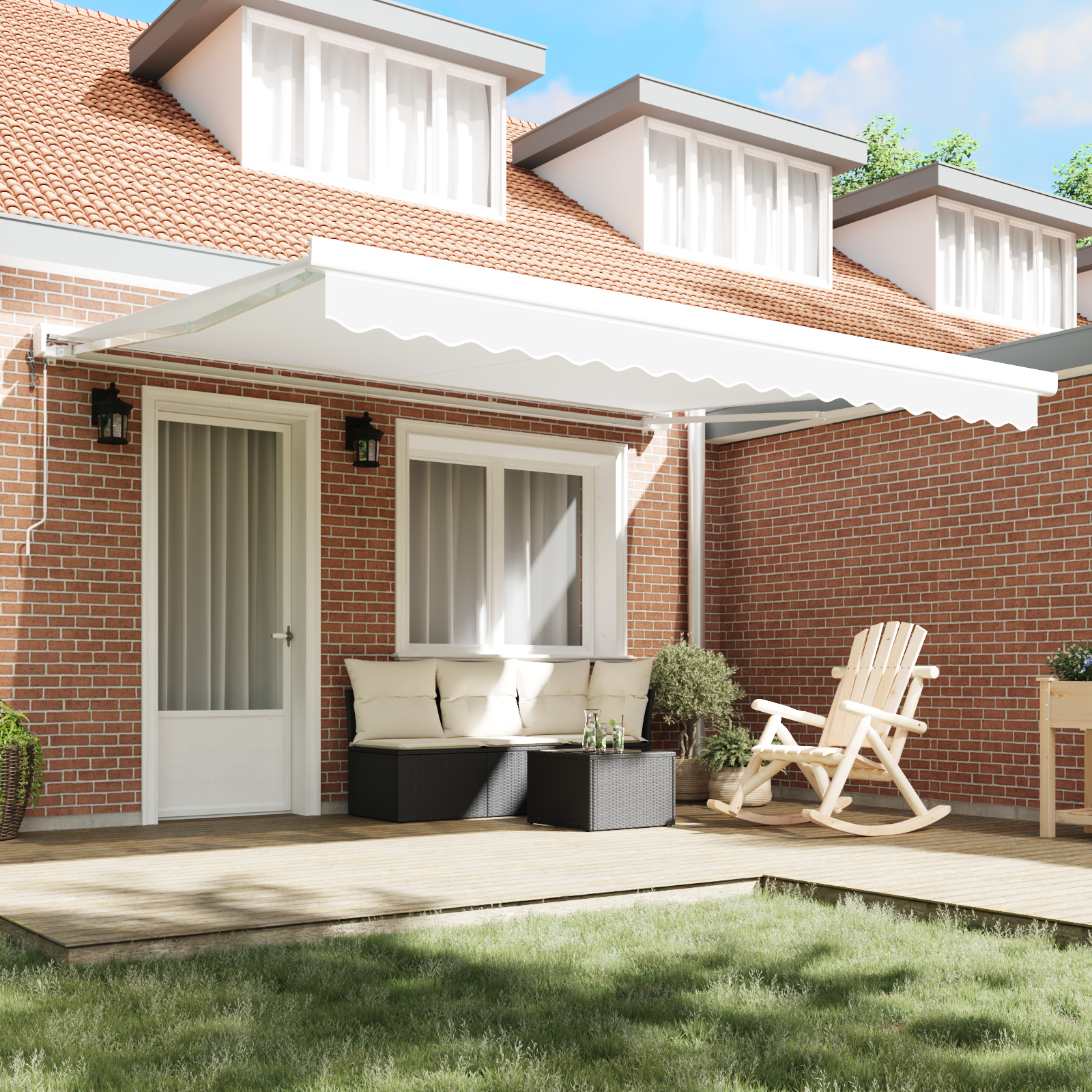 vidaXL Luifel Vervangende Stof voor 4x3,5 m Frame Wit