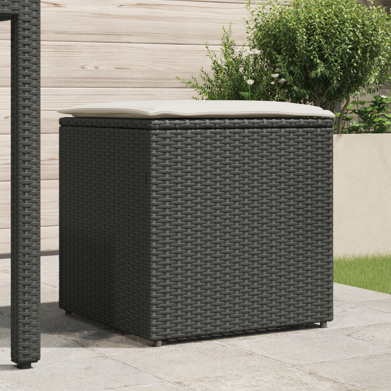 vidaXL Kussenbox Zwart 50x50x50 cm Poly Rattan