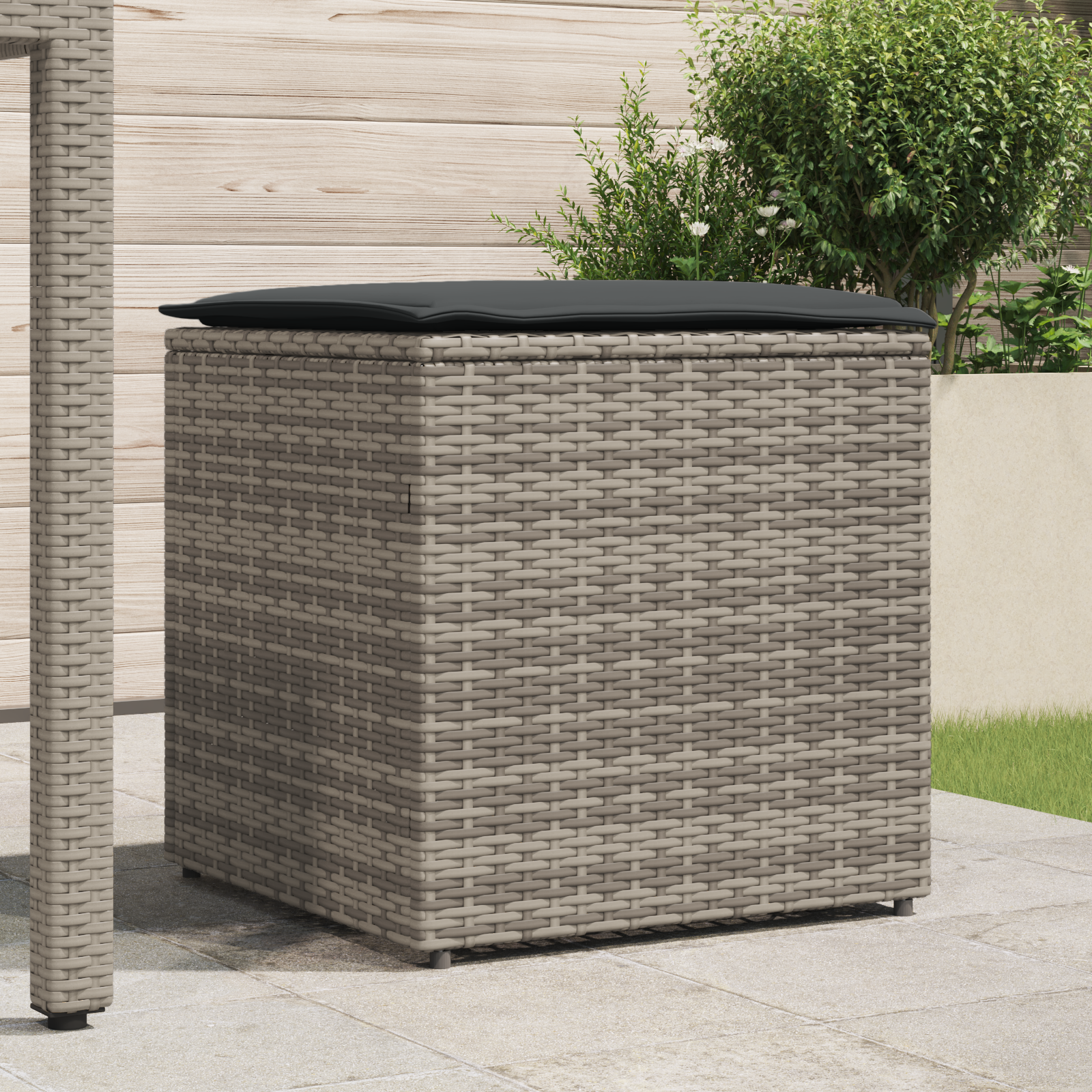 vidaXL Kussenbox Grijs 50x50x50 cm van Poly Rattan