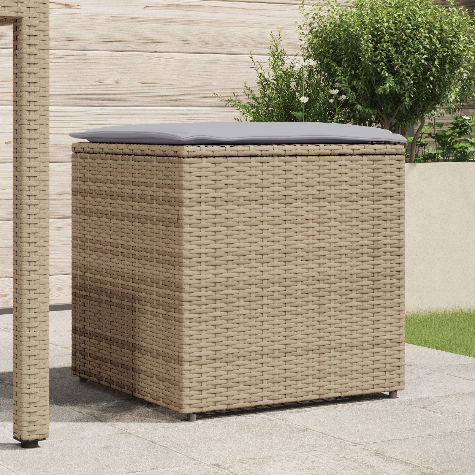 vidaXL Kussenbox Beige 50x50x50 cm Poly Rattan
