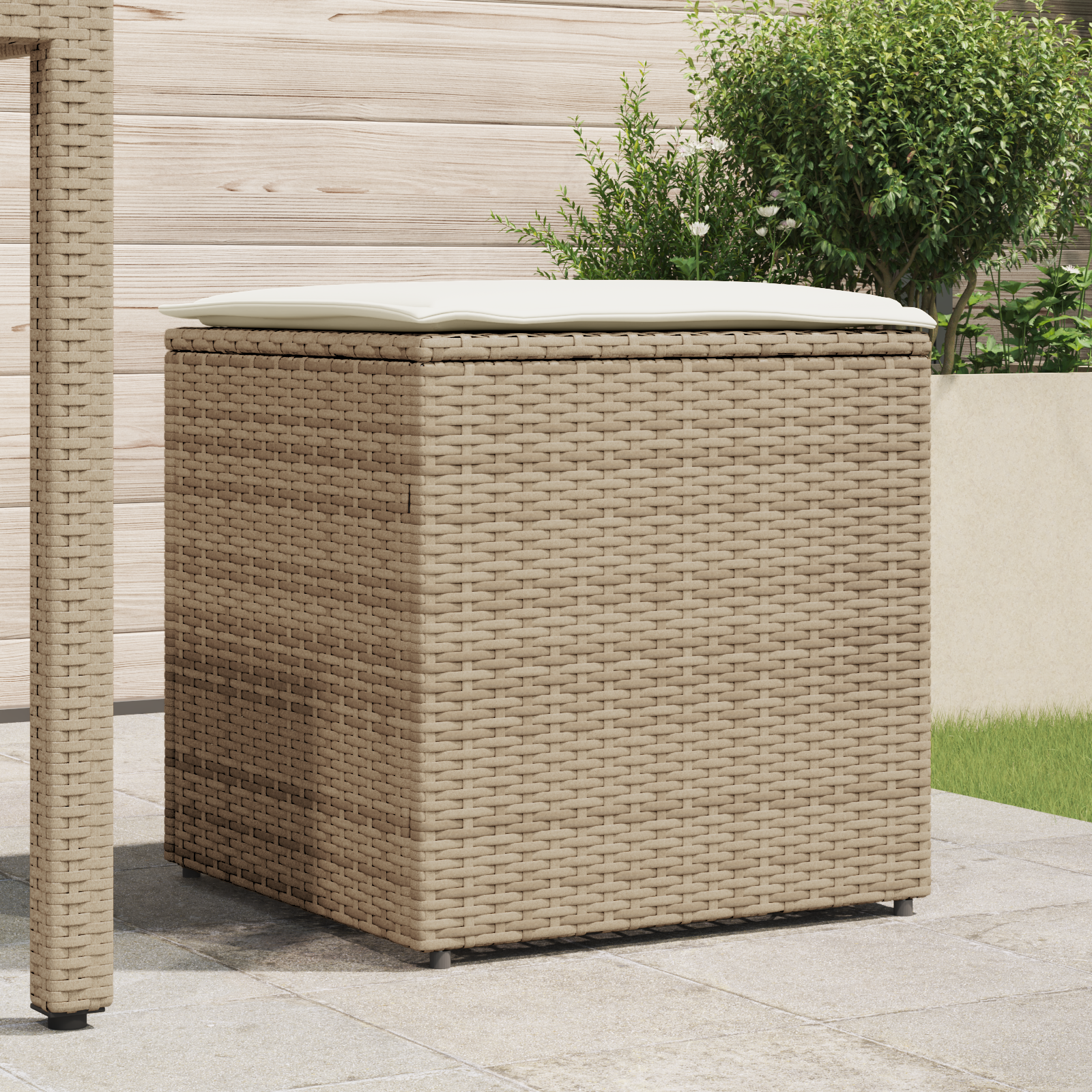 vidaXL Kussenbox Beige 50x50x50 cm van Poly Rattan