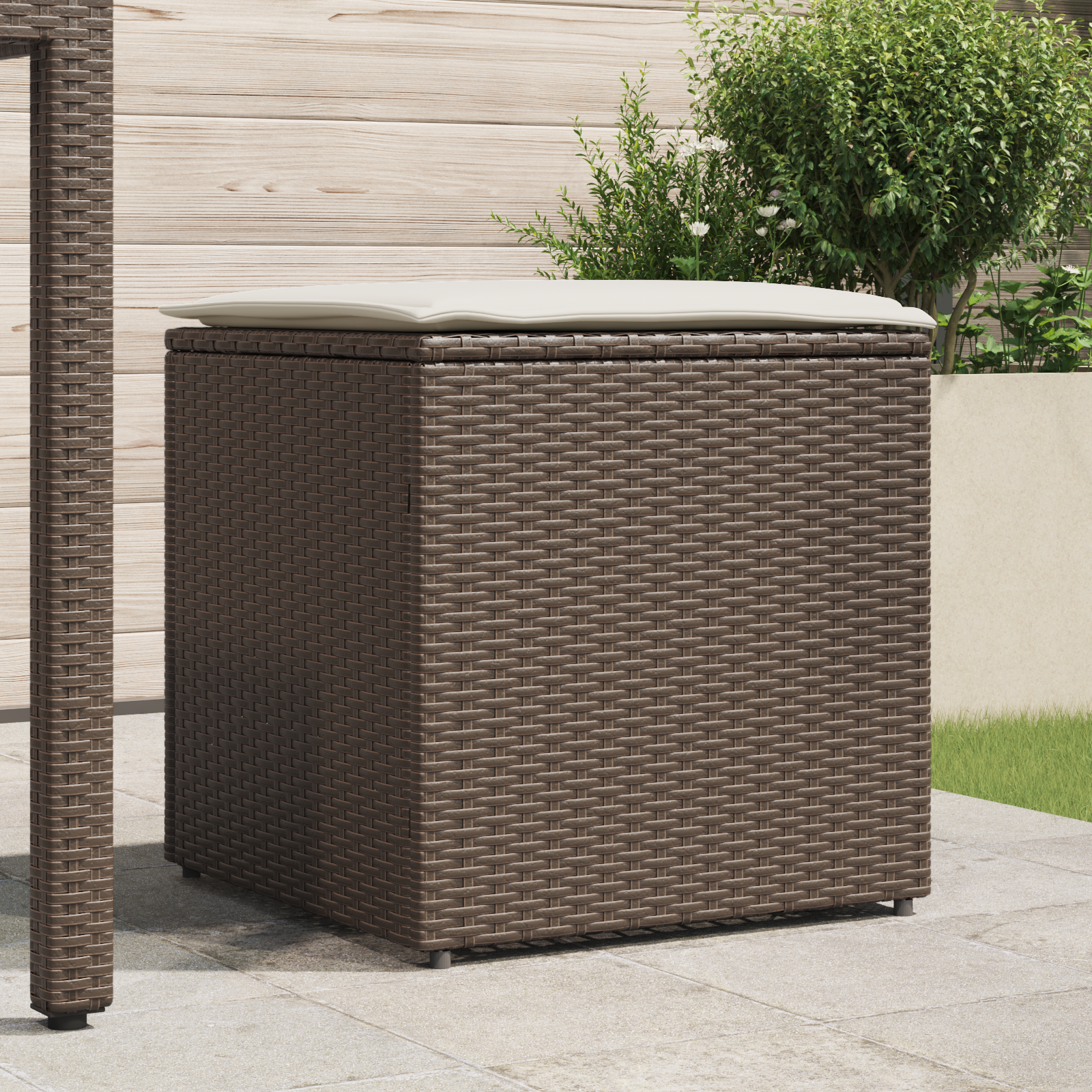vidaXL Kussenbox Bruin 50x50x50 cm Poly Rattan
