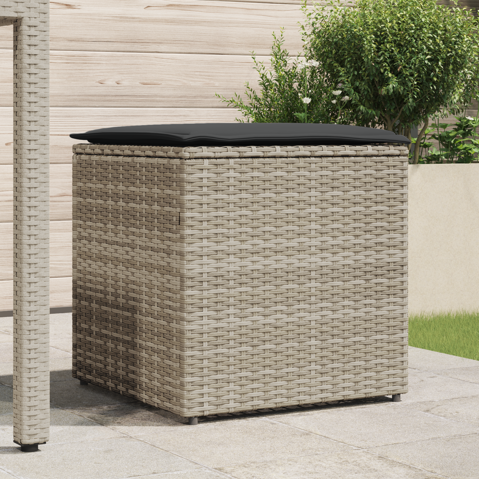 vidaXL Kussenbox Lichtgrijs 50x50x50 cm van Poly Rattan