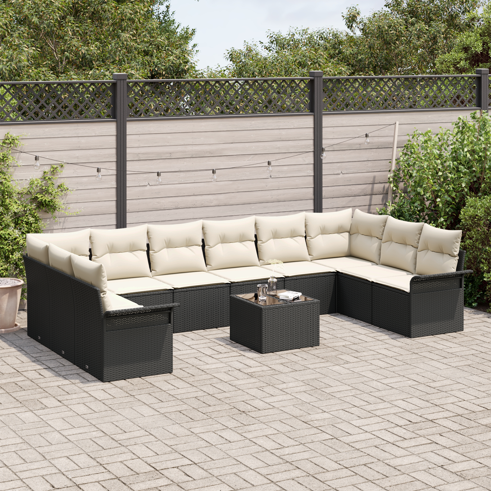 vidaXL 10-delige tuinsofaset met kussens bruin poly rattan