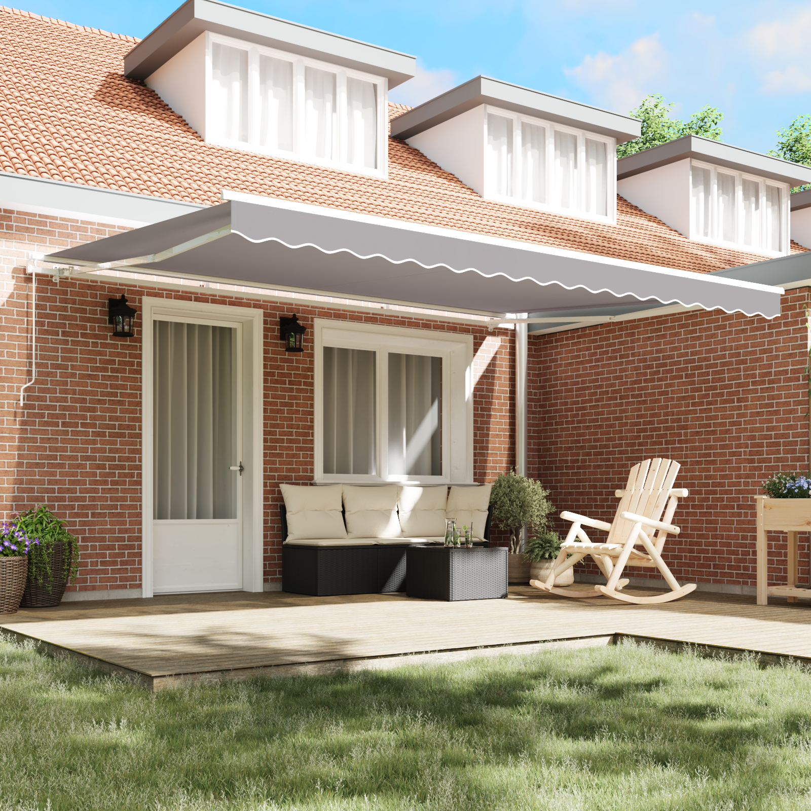 vidaXL Vervangingsstof voor zonwering voor 4.5x3 m Frame Lichtgrijs