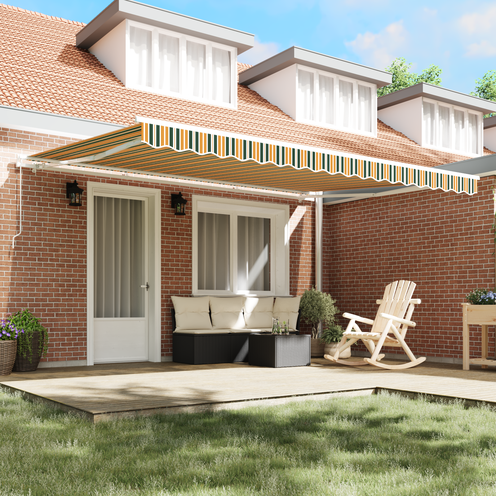 vidaXL Luifel Vervangstof voor 4.5x3 m Frame Groen en Geel