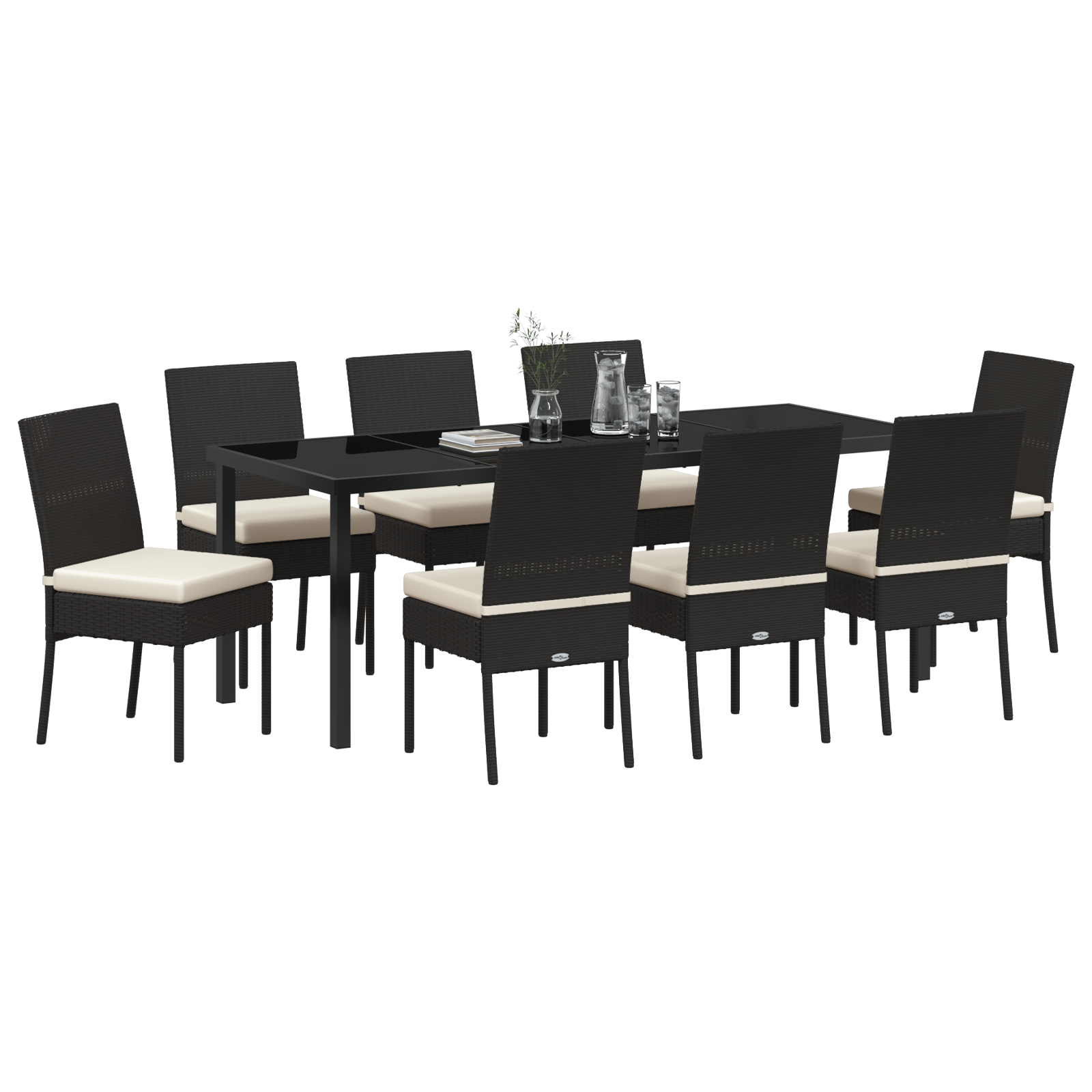 vidaXL 9-delige Tuin Eetset Zwart Poly Rattan