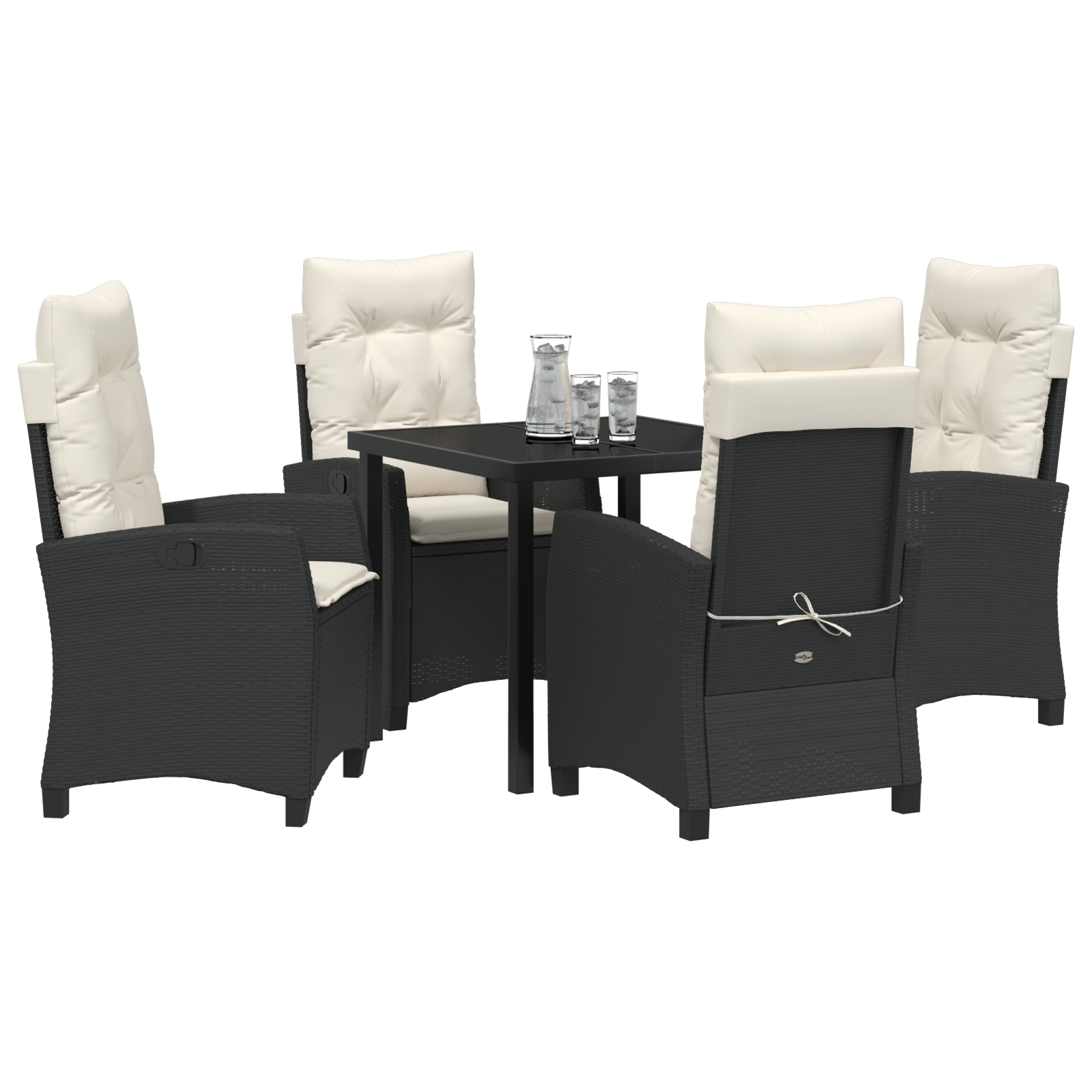 vidaXL 5-delige Tuin Eetset met Kussens – Zwart Poly Rattan