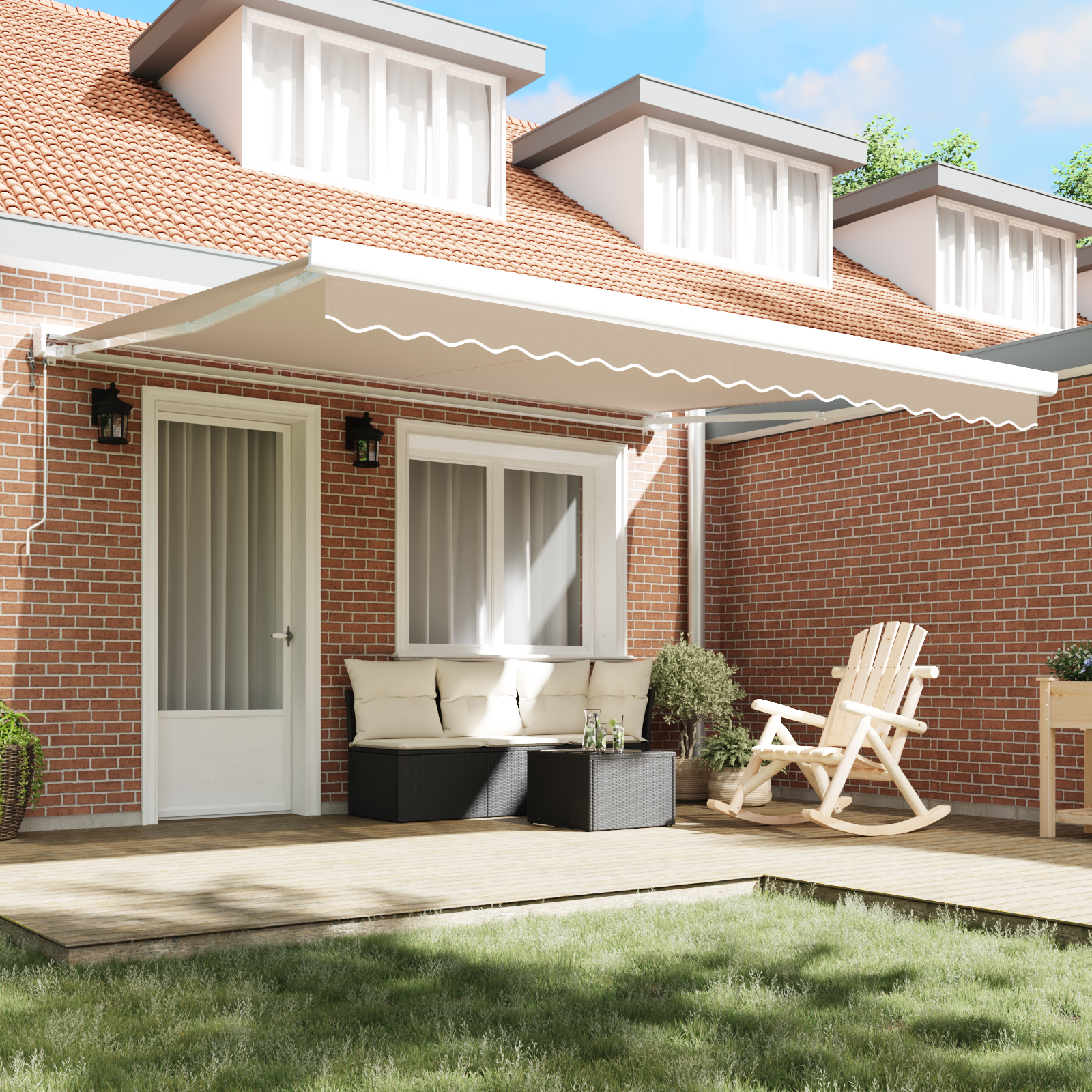 vidaXL Vervangende Luifelstof voor 4x3.5 m Frame Beige