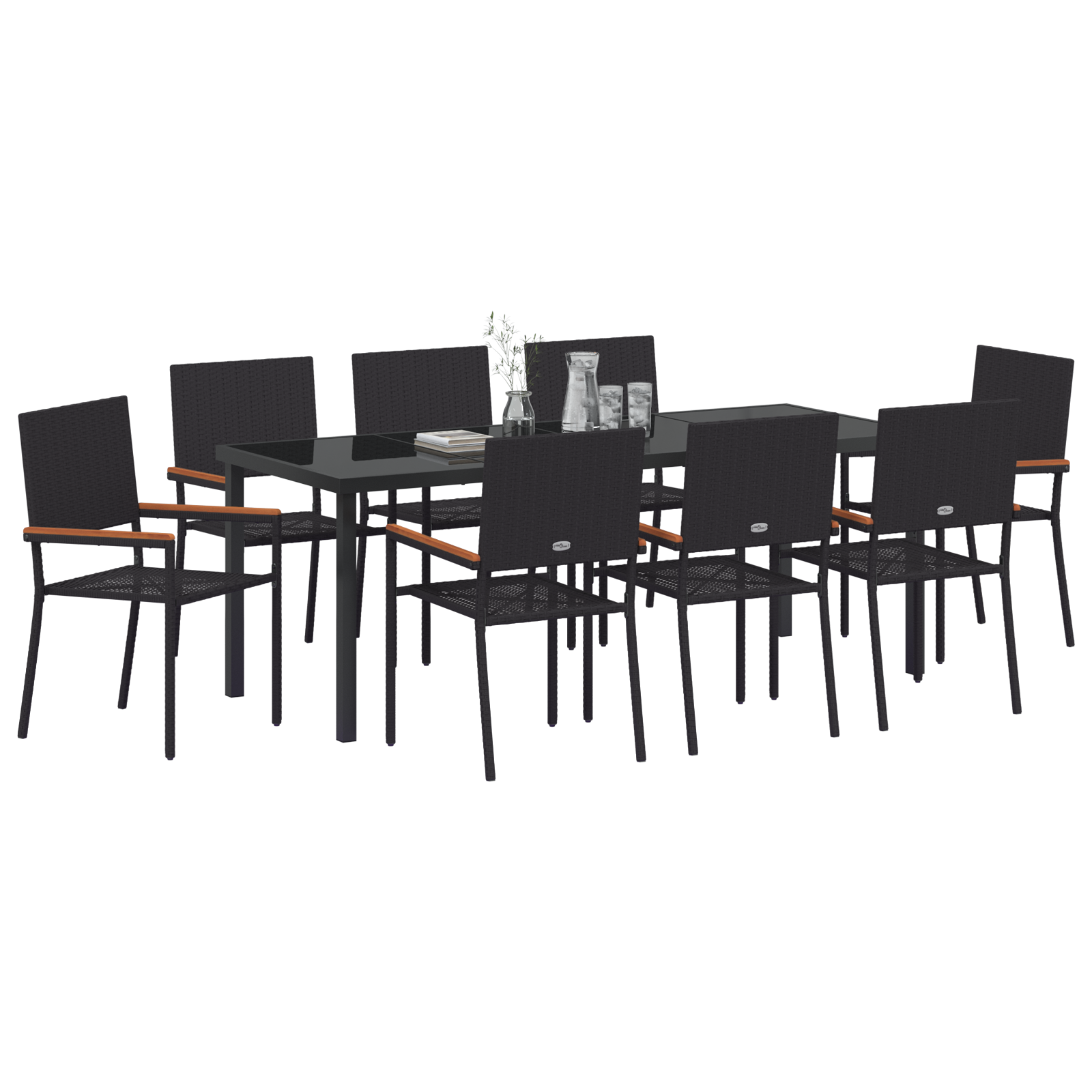 vidaXL 9-delige tuinset zwart poly rattan