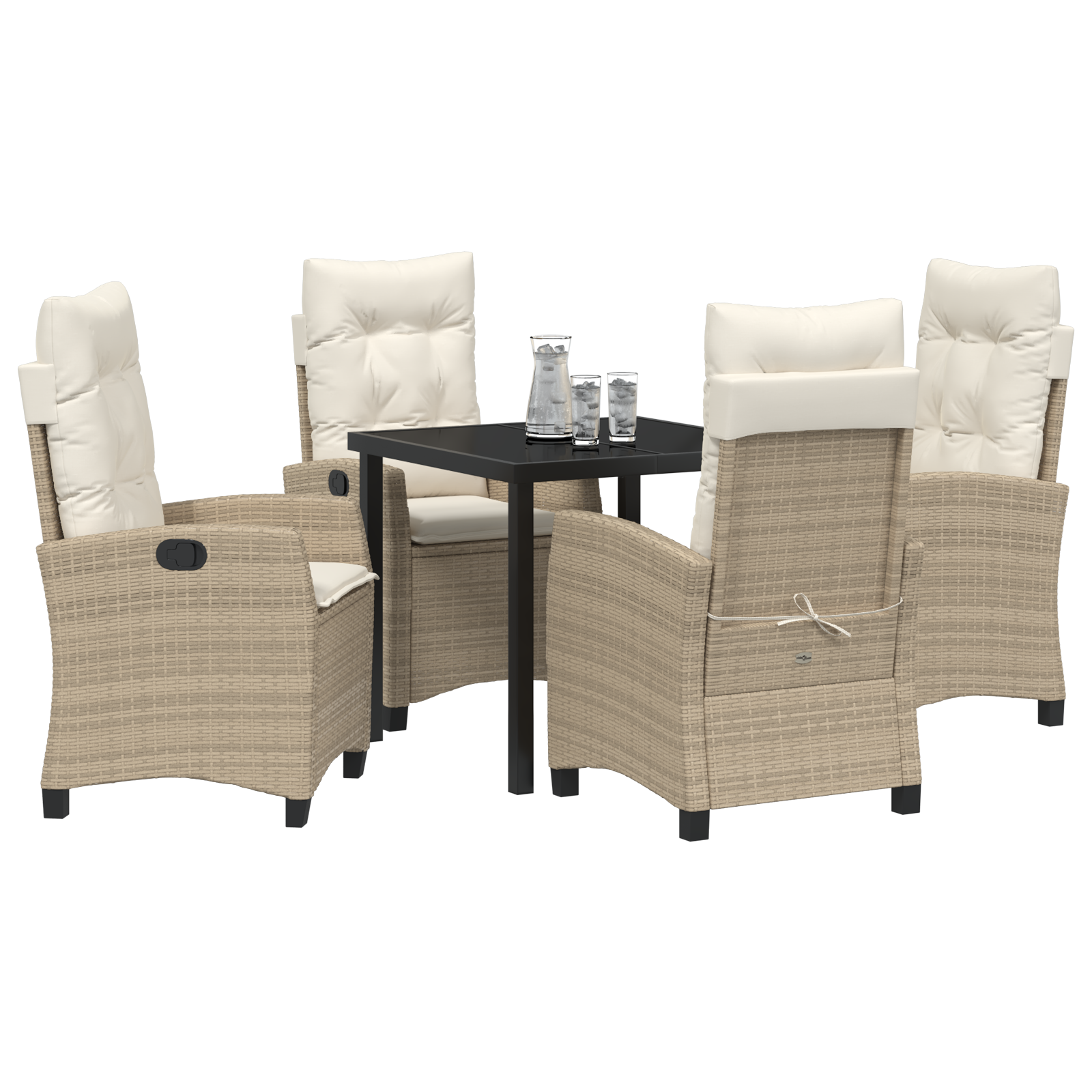 vidaXL 5-delige tuinset met kussens in beige poly rattan.