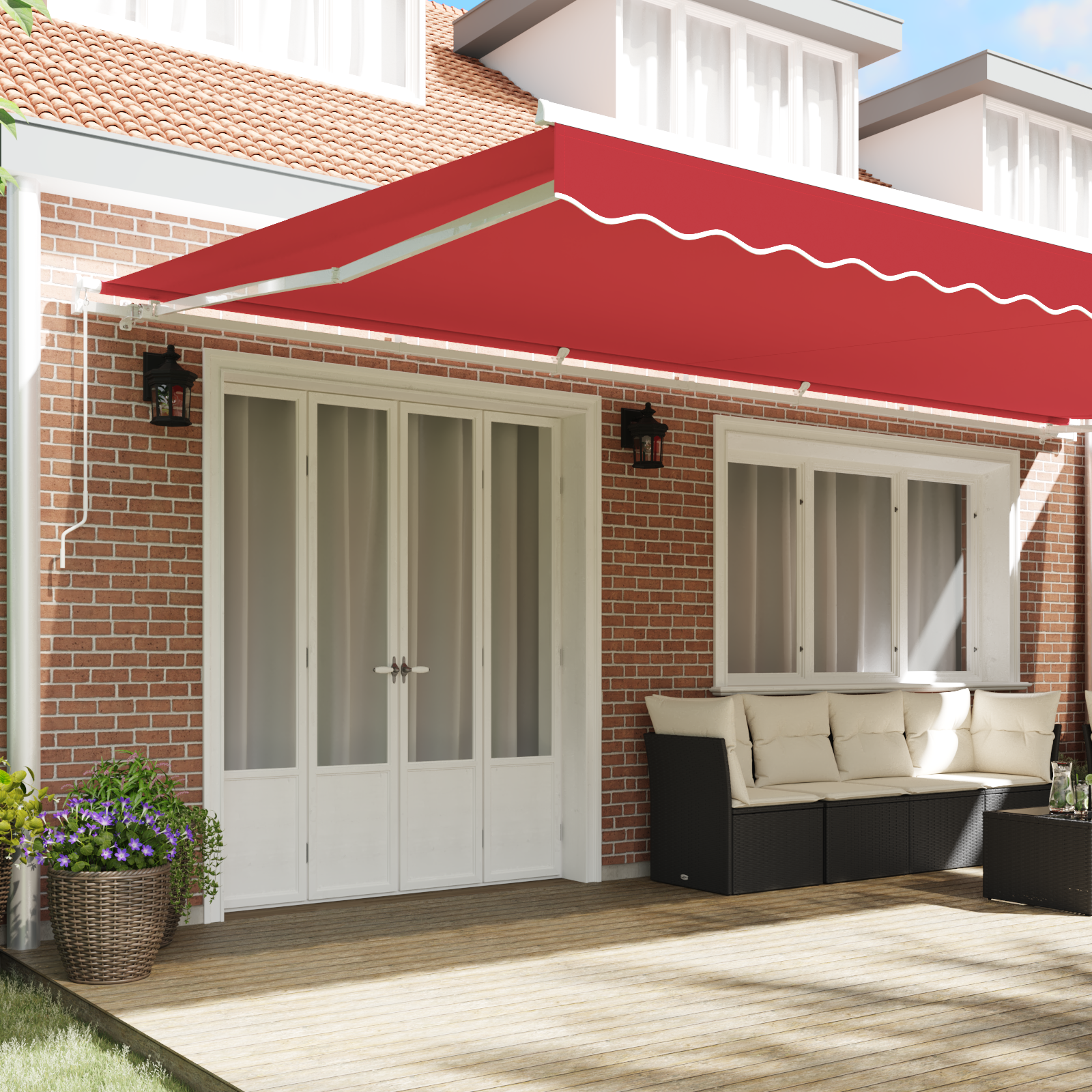 vidaXL Luifel Vervangingsdoek voor 6x3 m Frame in Rood