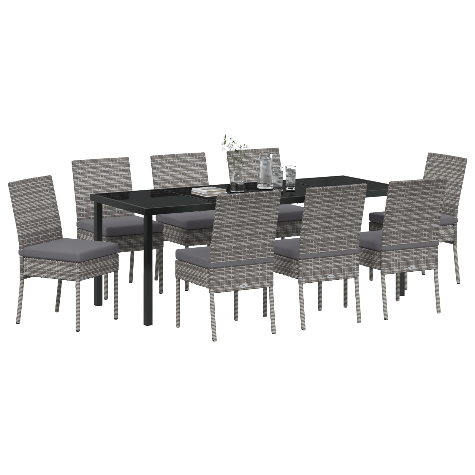 vidaXL 9-delige Tuin Eetset Grijs Poly Rattan