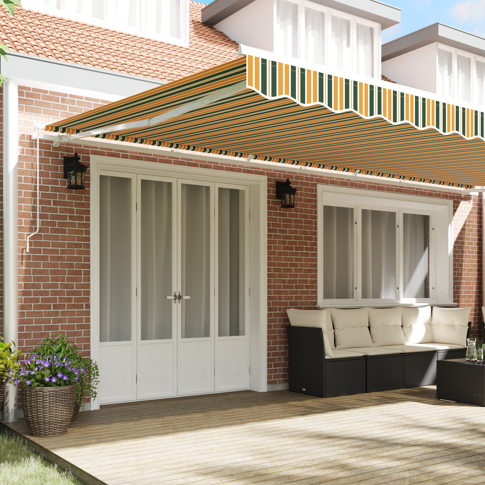 vidaXL Luifelvervangingsstof voor 6x3 m Frame Groen en Geel