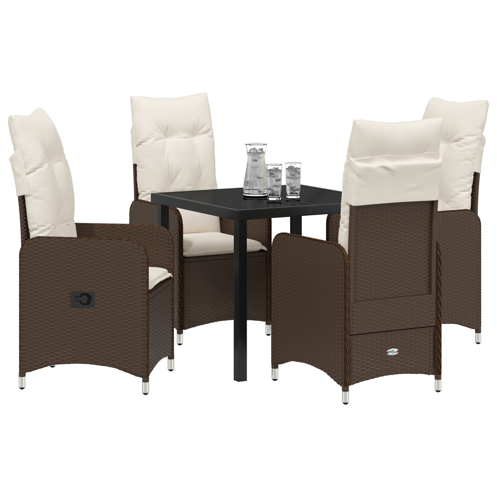 vidaXL 5-delige tuinset met kussens bruin poly rattan