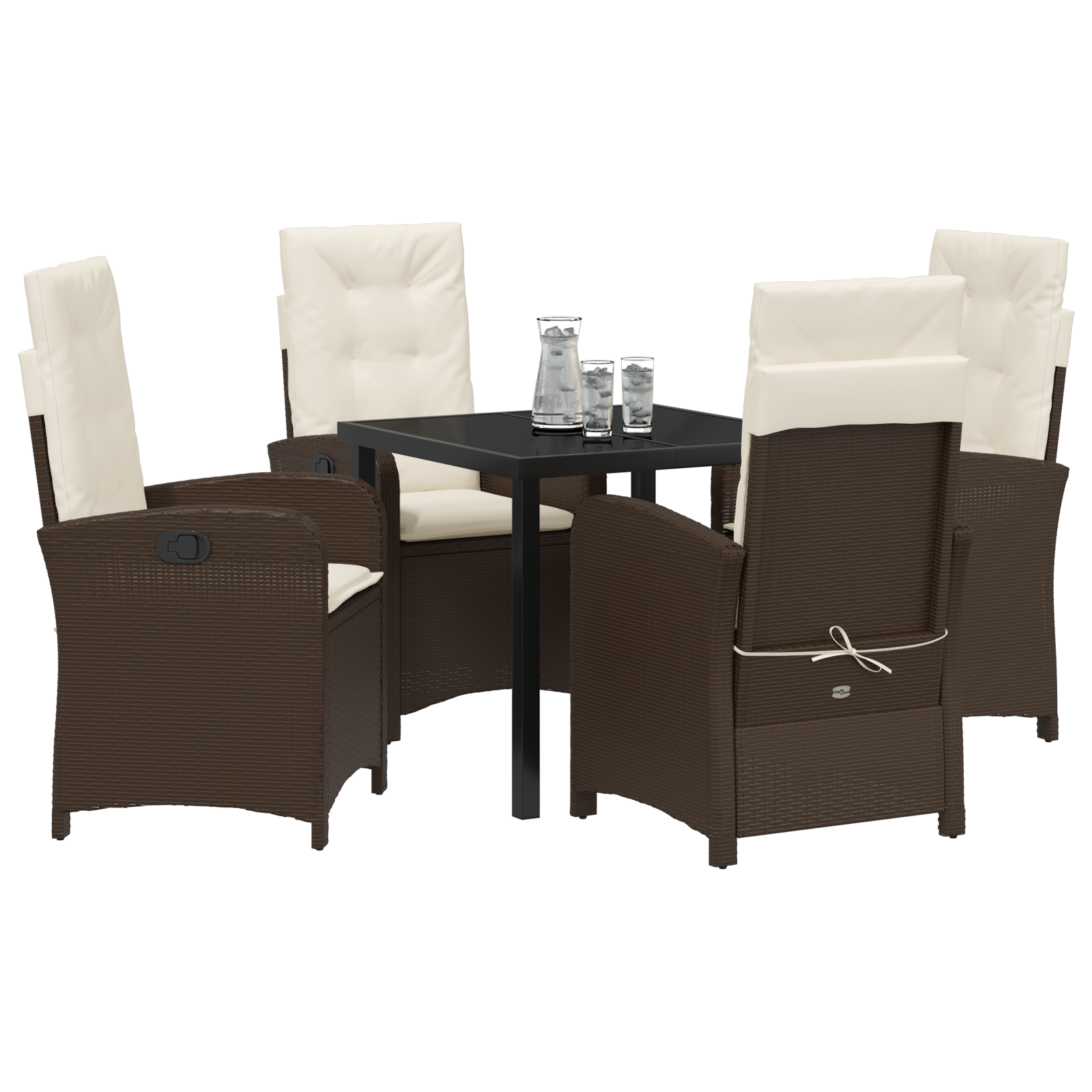 vidaXL 5-delige tuinset met kussens bruin poly rattan