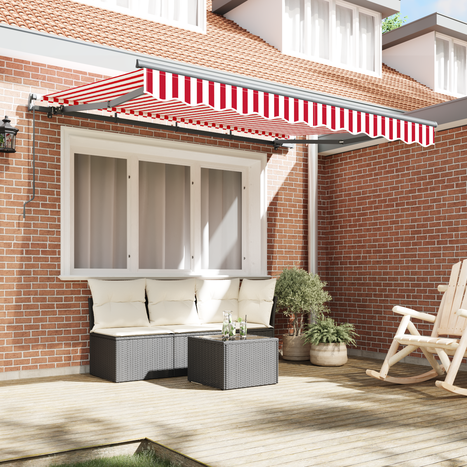 vidaXL Handmatig Uittrekbaar Ligbed Rood en Wit 350x200 cm