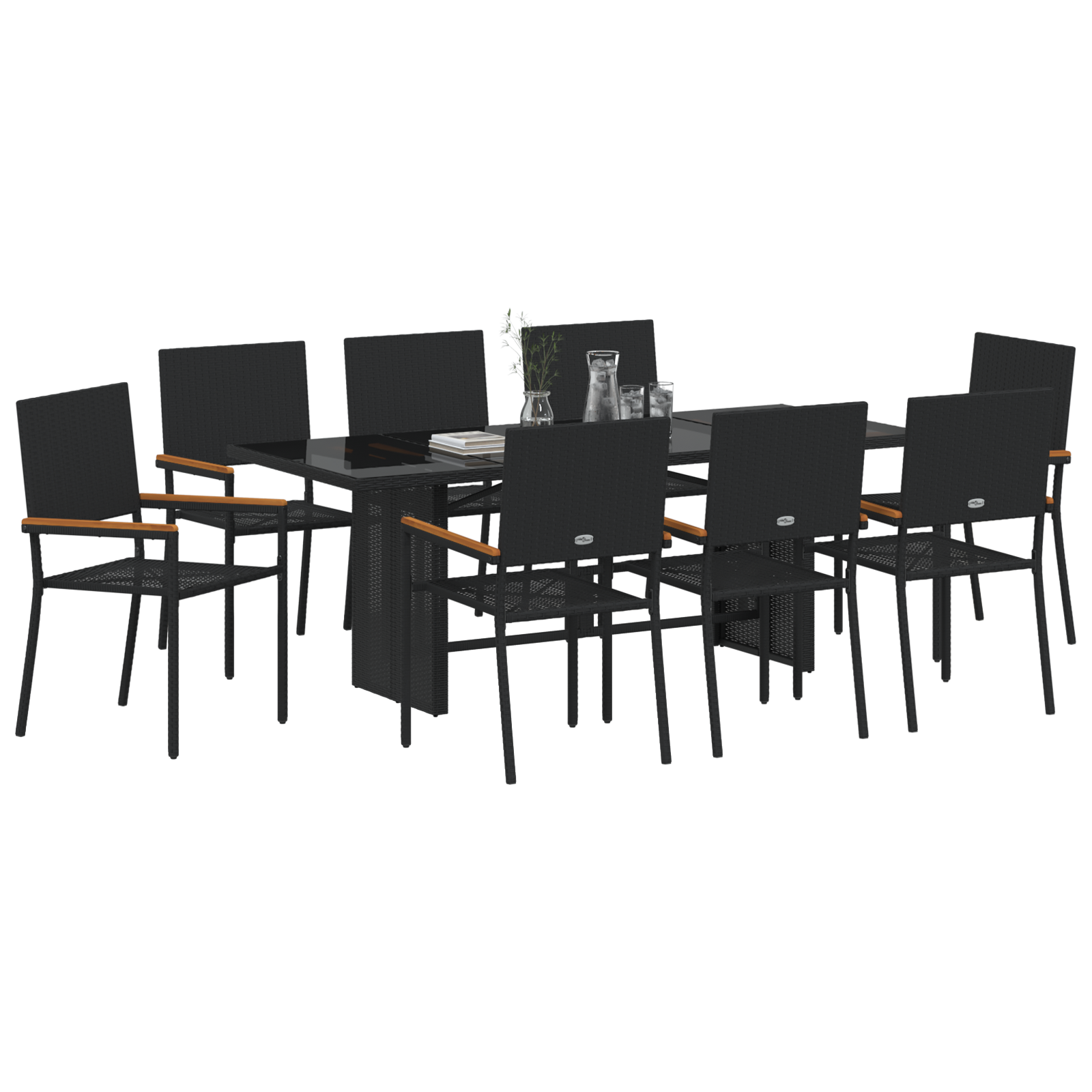 vidaXL 9-delige Tuinset poly rattan zwart