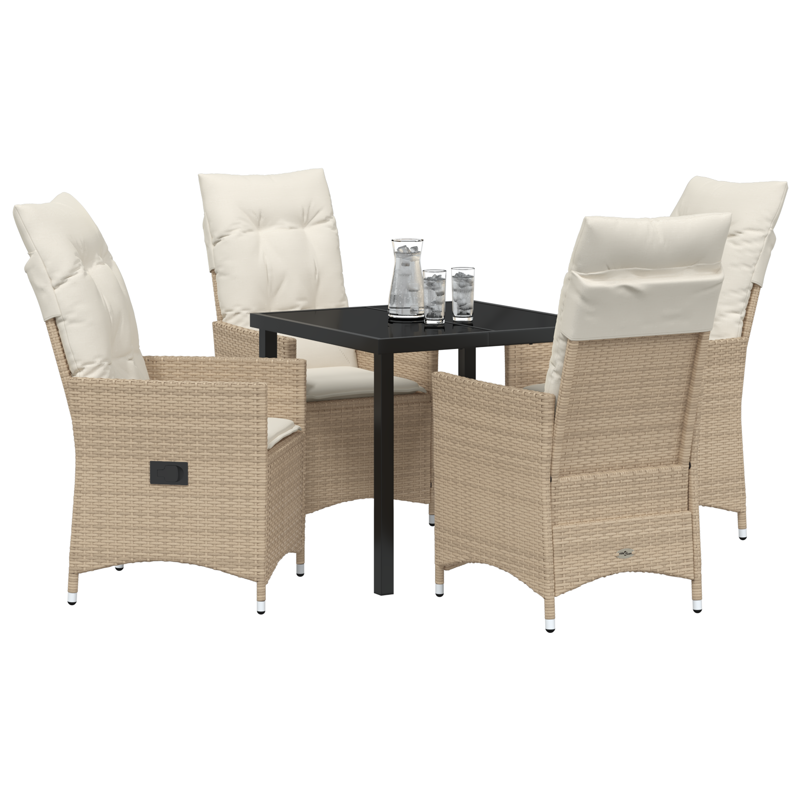 vidaXL 5-delige tuinset met kussens in beige poly rattan