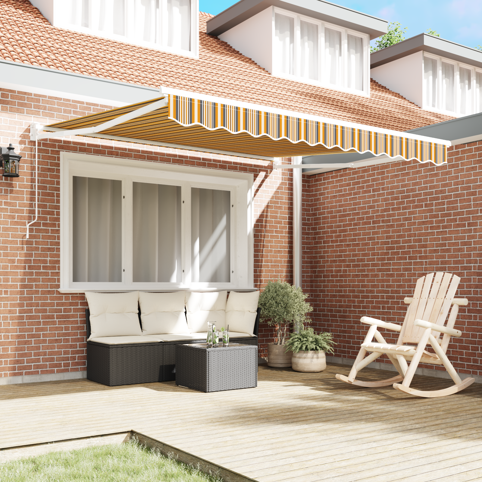vidaXL Handmatige Uittrekbare Ligbed Multicolor Streep 300x250 cm