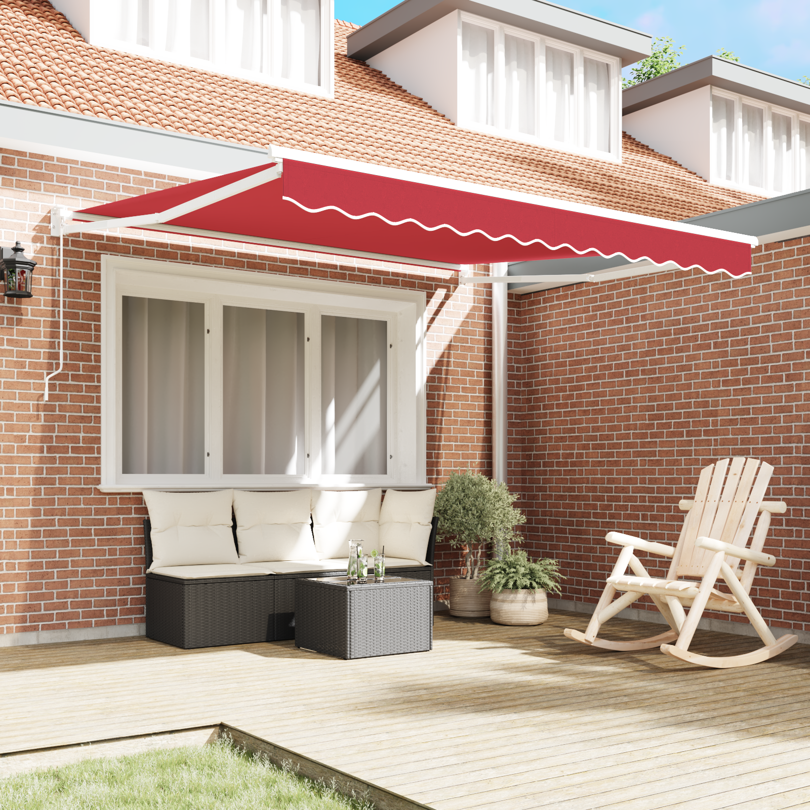 vidaXL Handmatig Uittrekbaar Ligbed Rood 300x250 cm
