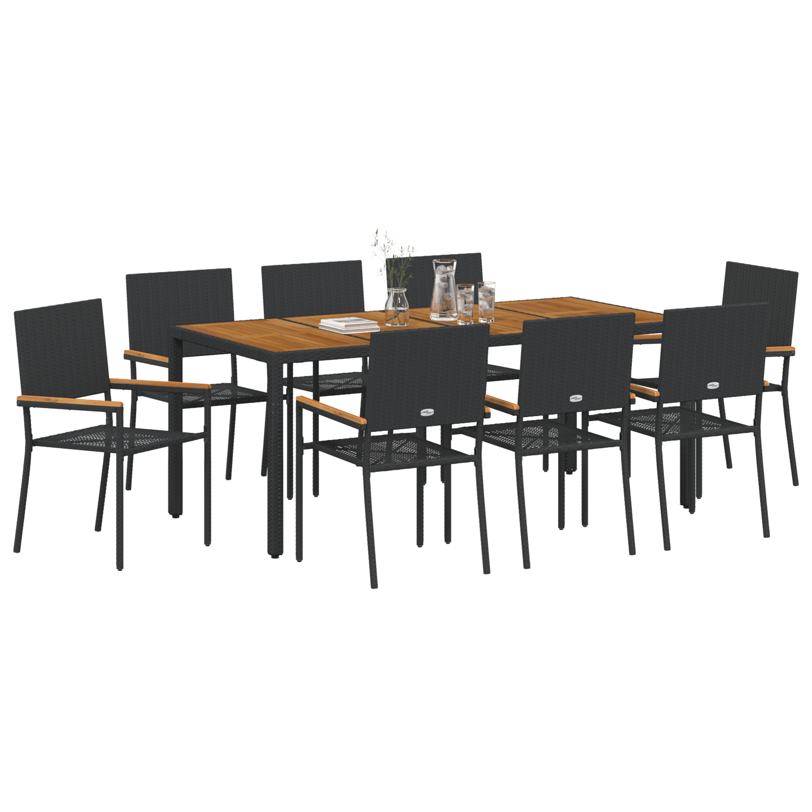 vidaXL 9-delige tuinset Zwart poly rattan