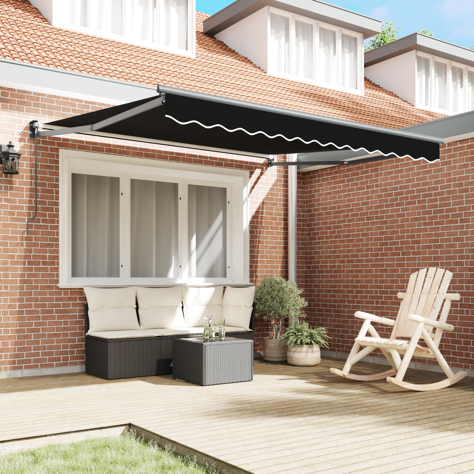 vidaXL Luifel handmatig uitschuifbaar 350x250 cm zwart