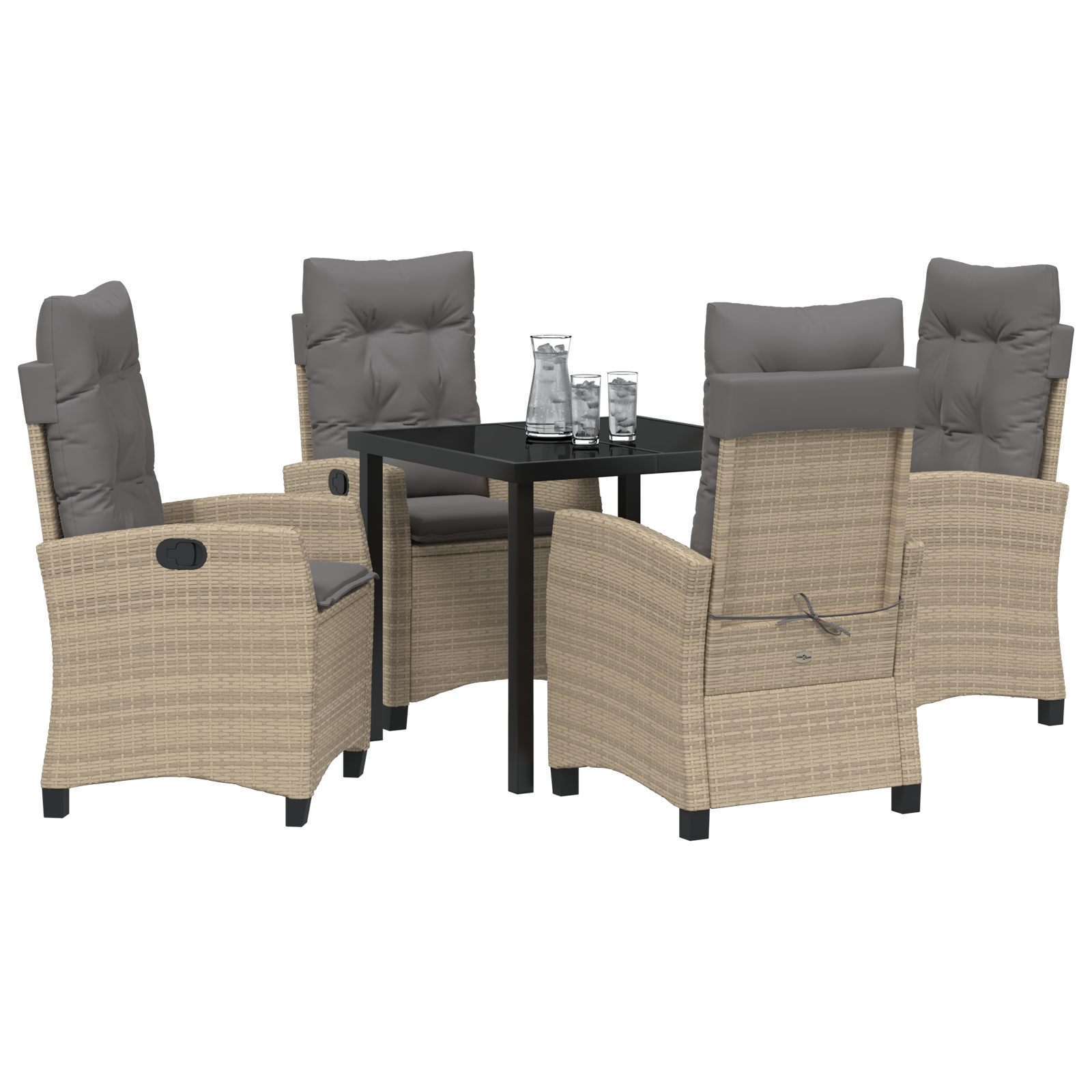 vidaXL 5-delige Tuinset met Kussens in Beige Poly Rattan