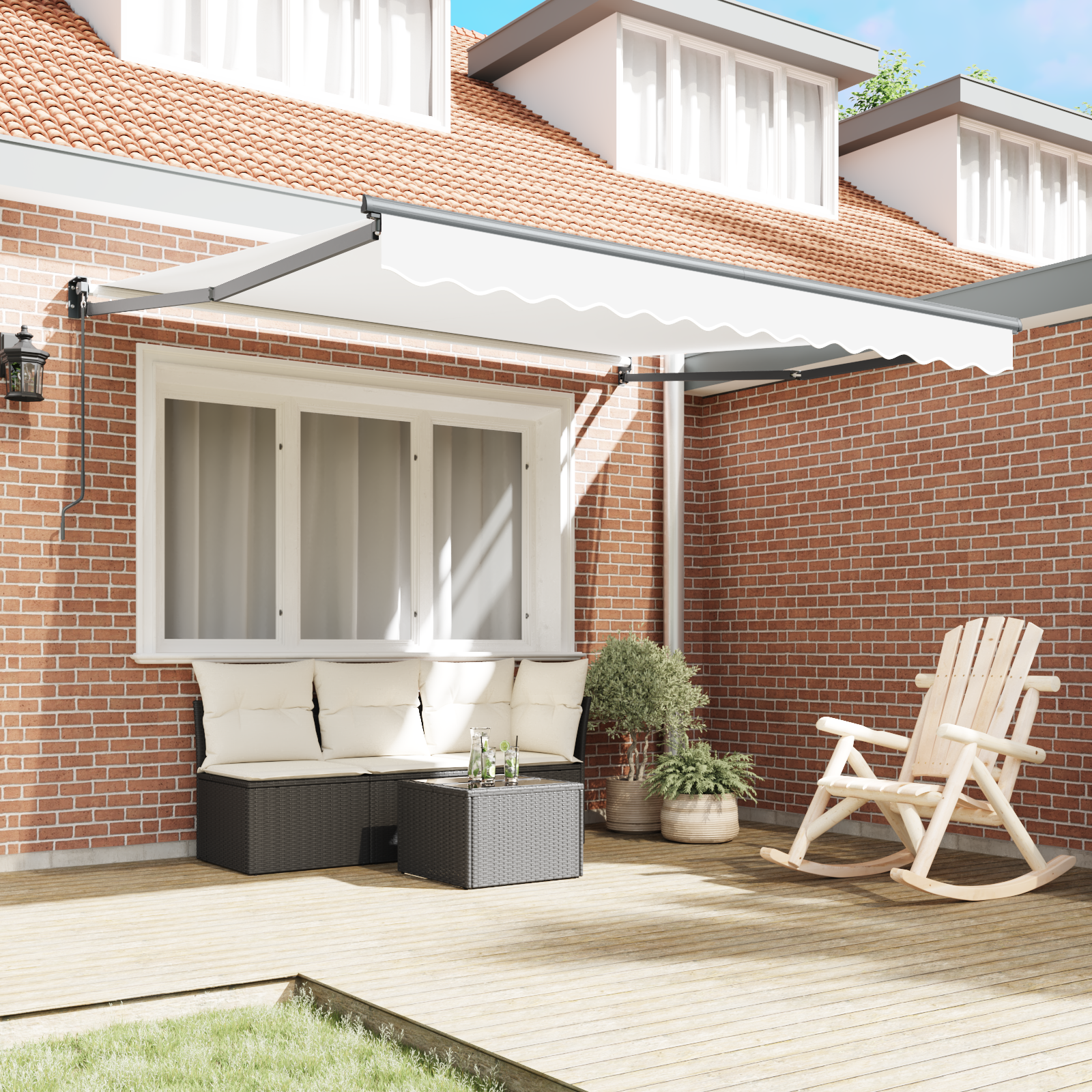 vidaXL Luifel handmatig uitschuifbaar 350x250 cm wit