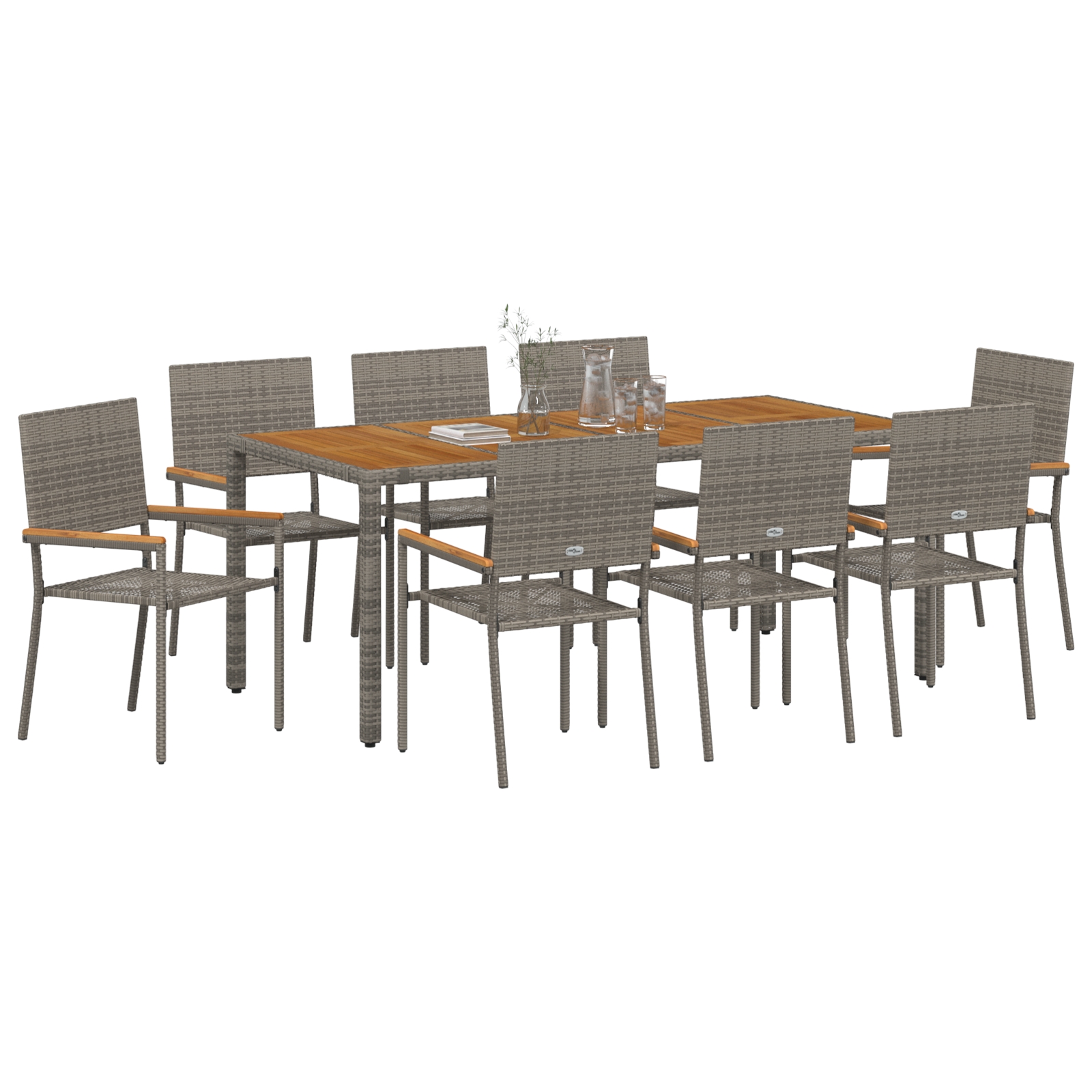 vidaXL 9-delige Tuin Eetset Grijze Poly Rattan