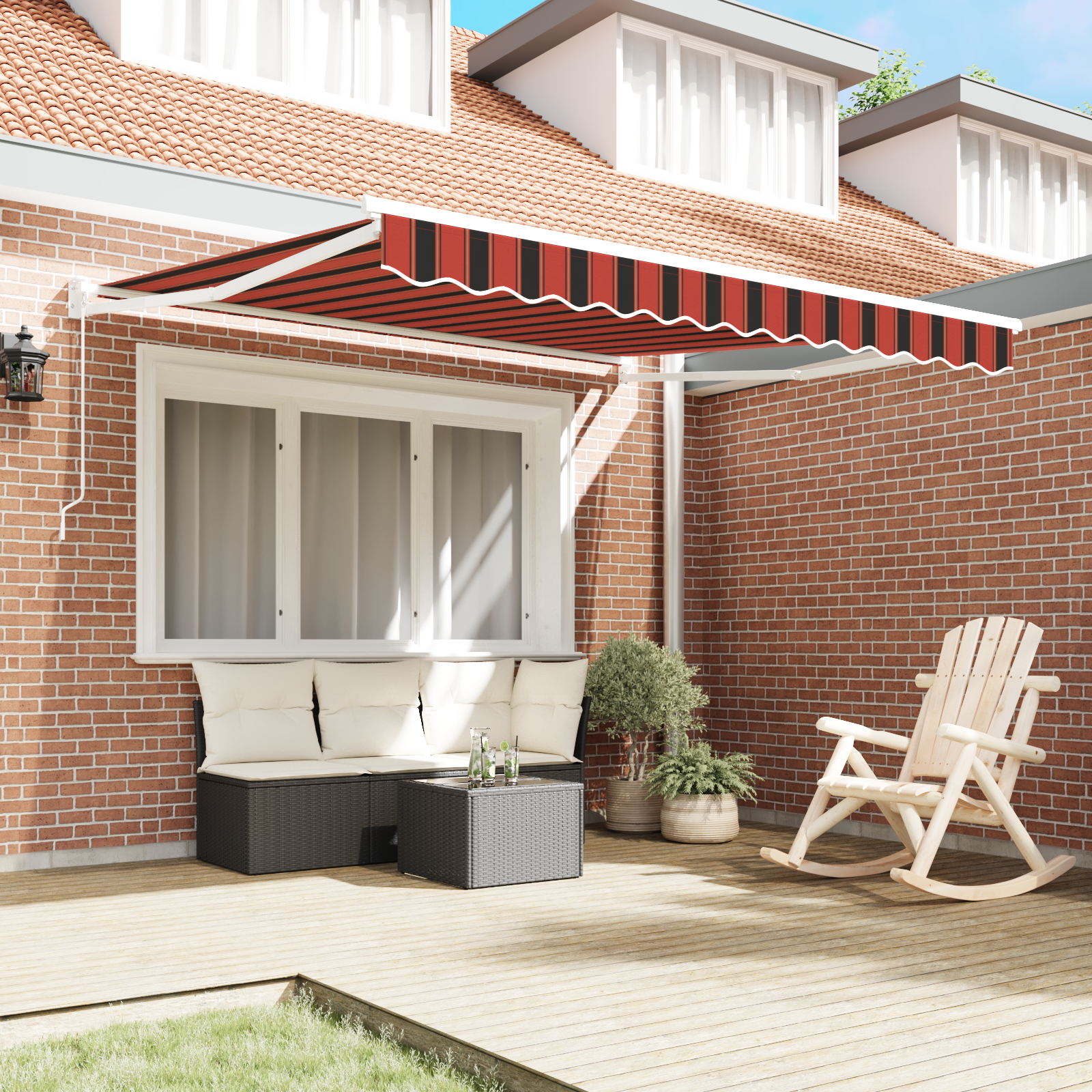 vidaXL Handmatig Uittrekbaar Ligbed Oranje en Bruin 350x250 cm
