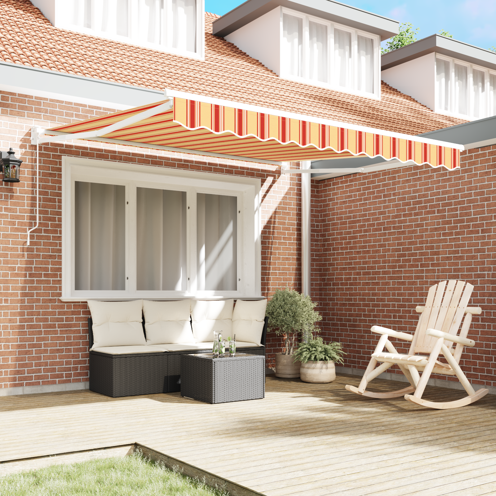 vidaXL Handmatige Uittrekbare Zonwering Geel en Oranje 350x250 cm