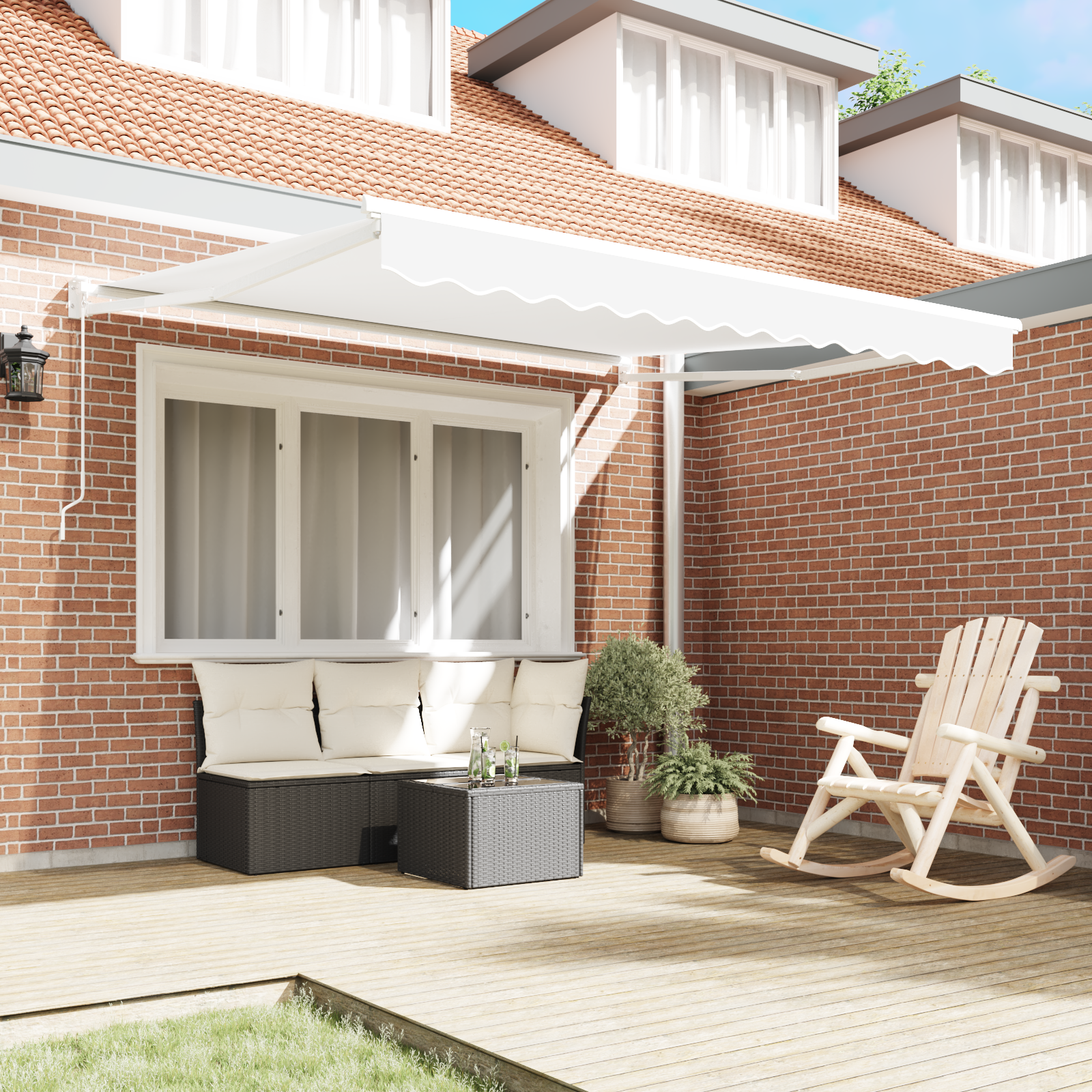 vidaXL Luifel handmatig uitschuifbaar 350x250 cm wit