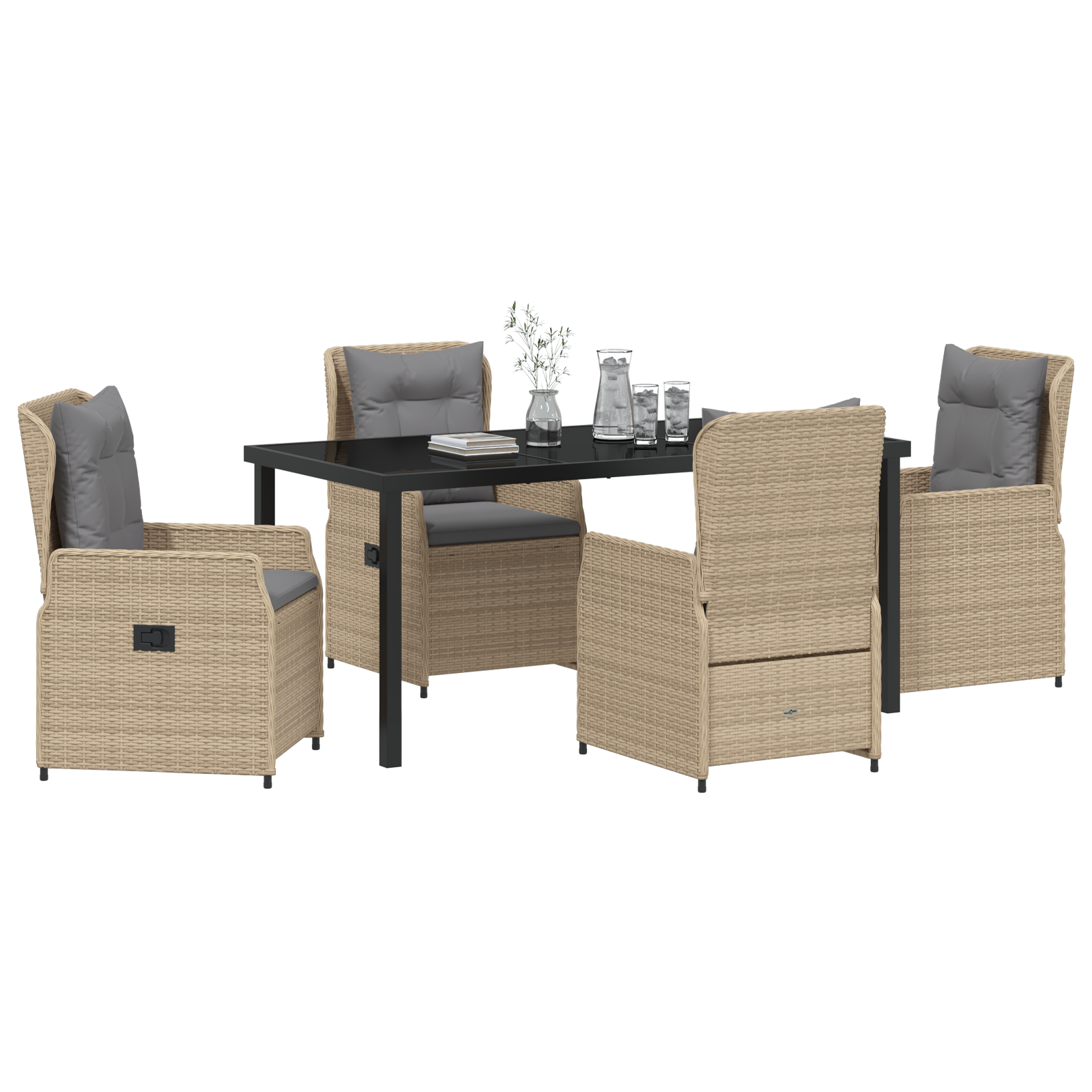 vidaXL 5-delige tuinset Beige Poly Rattan