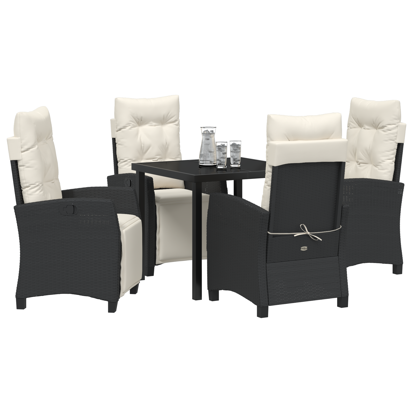 vidaXL 5-delige Tuin Eetset Zwart Poly Rattan