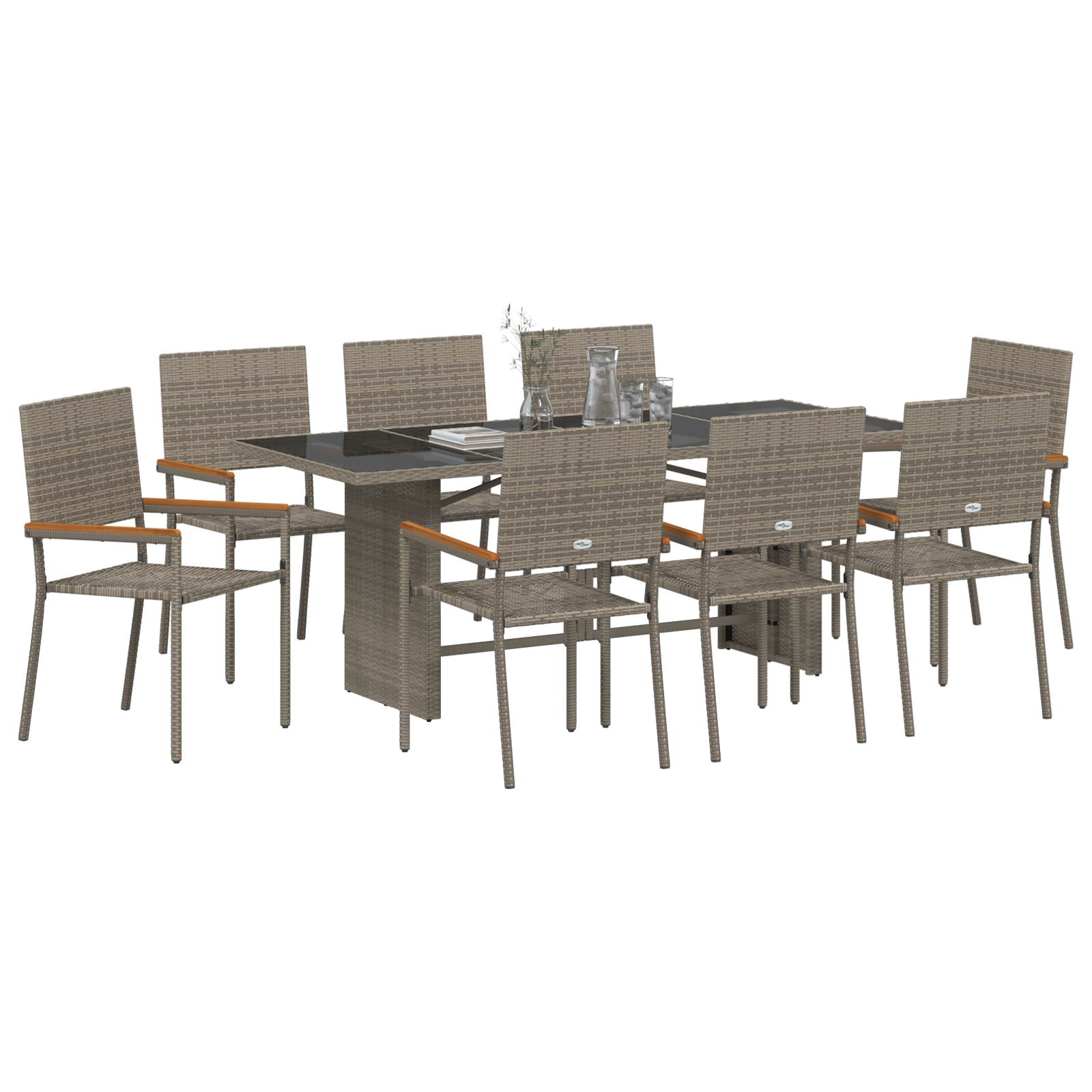 vidaXL 9-delige Tuinset poly rattan grijs