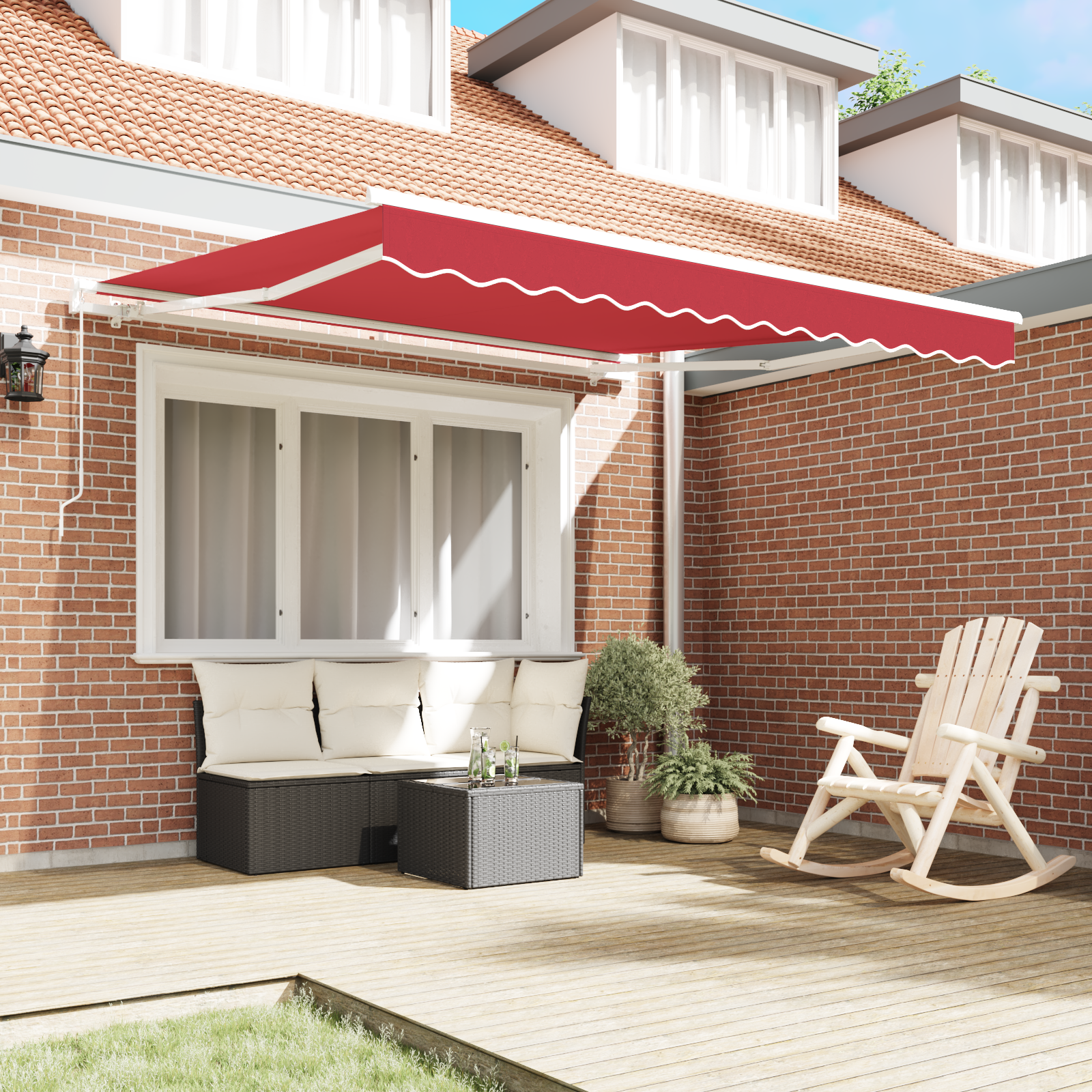 vidaXL Handmatige Uitzettende Zonwering Rood 350x250 cm